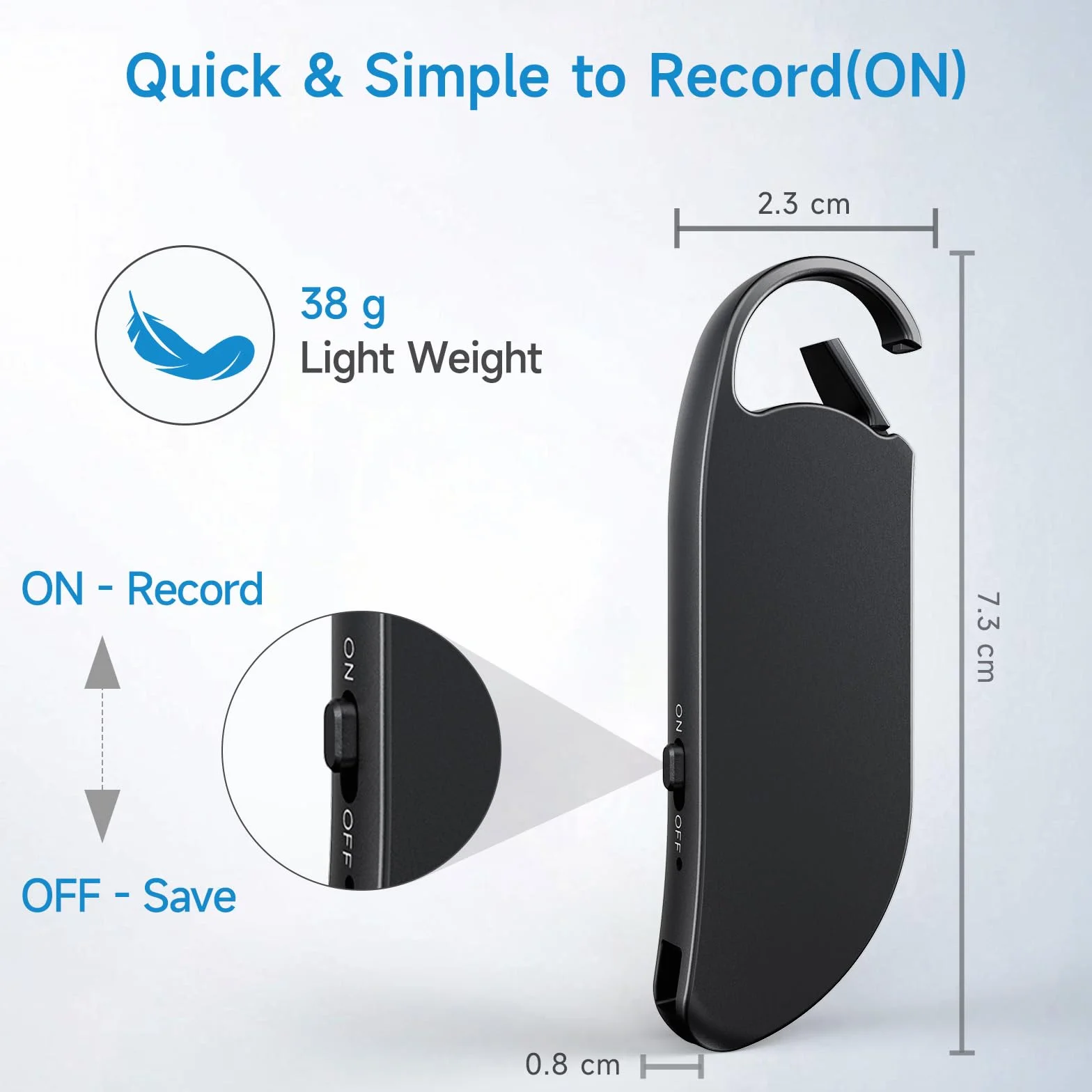 32GB Registratore Vocale Professionale, Clooissr 1536Kbps Registratore Vocale Portatile e Appendibile con Attivazione Vocale, Registratore Audio Digitale per Lezioni, Riunioni, Interviste