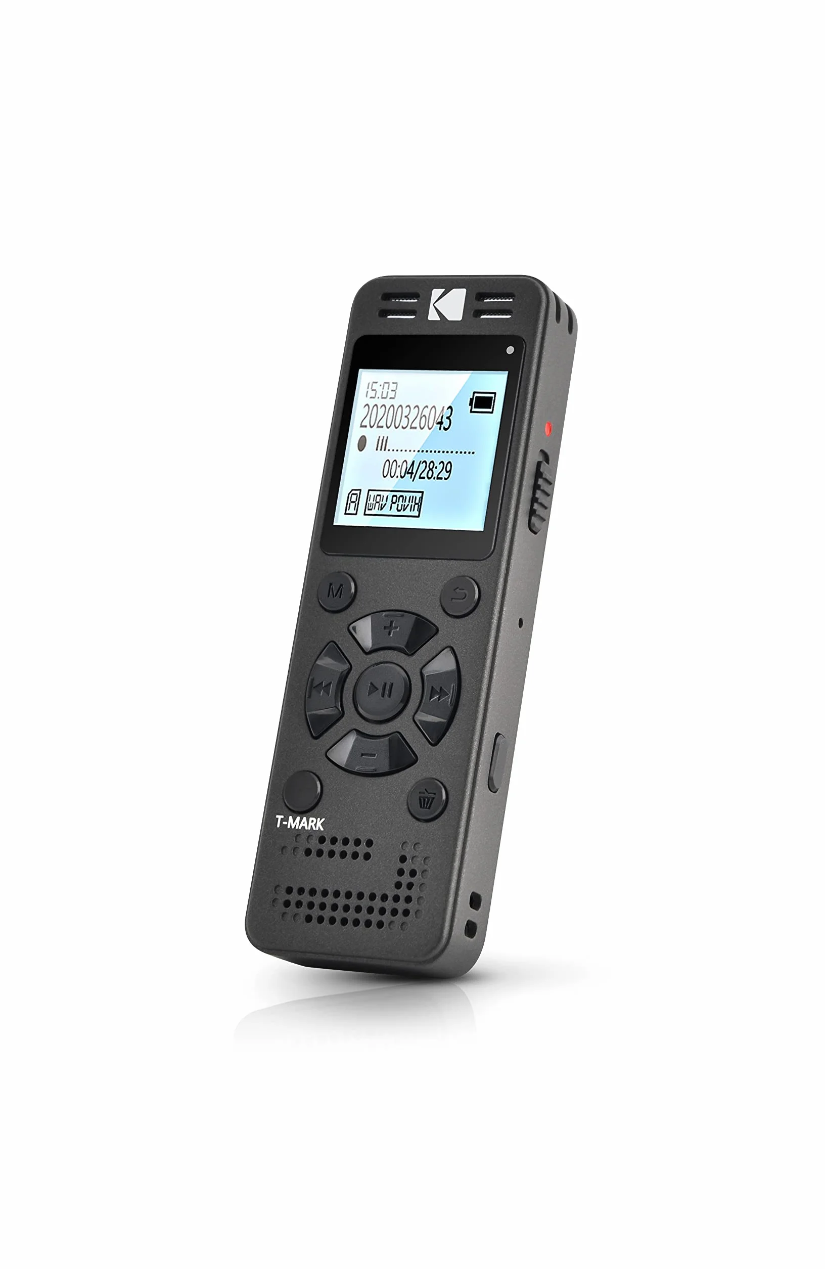 Kodak VRC350 - Registratore vocale ad alta intensità, mini registratore vocale ricaricabile con controllo vocale, batteria al litio, lettore MP3 e dispositivo di ascolto