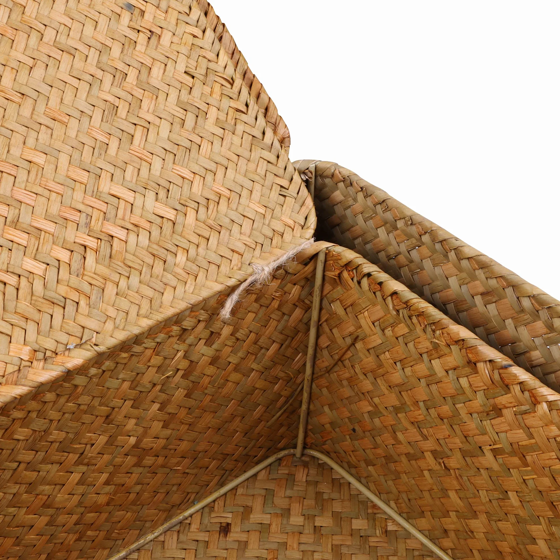 FEILANDUO 4 cestini portaoggetti in vimini con coperchi, cesti intrecciati in alghe marine, per scaffali, scatole impilabili per organizzare cestini in rattan (naturale)