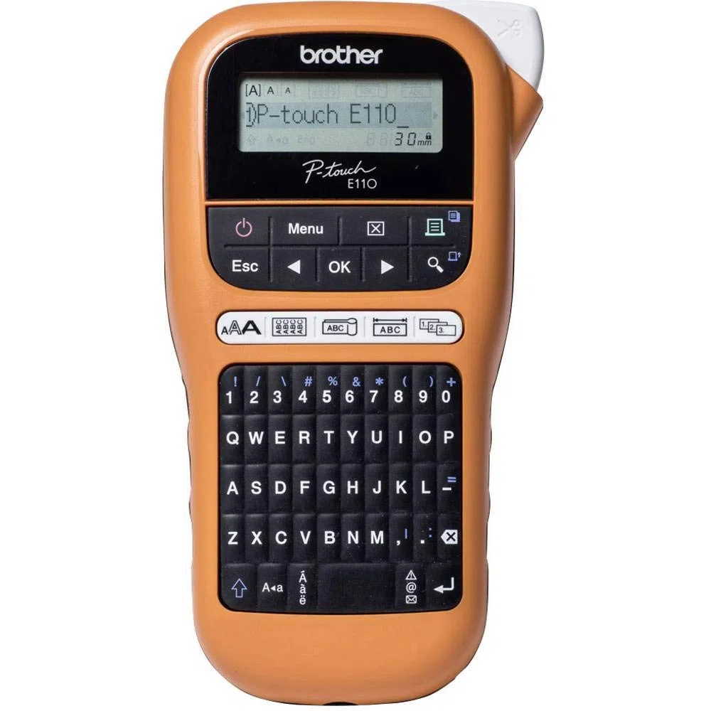 Brother pte110vpzg1 P-Touch Etichettatrice, con Adattatore di Alimentazione e Duro PC Custodia, Provenienza Germania