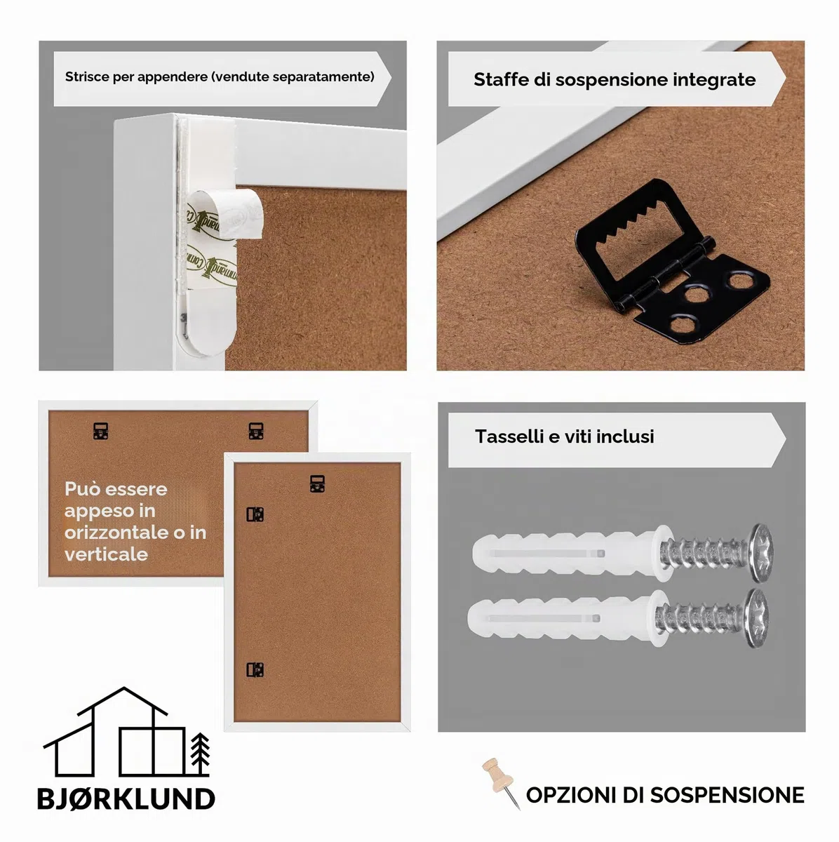 BJORKLUND Bacheca Sughero | Lavagna Sughero per Pareti Alta Qualità | Grande Bachecas da Parete in Sugheros 40 X 30 Bacheca per Casa, Ufficio e Camera da Letto