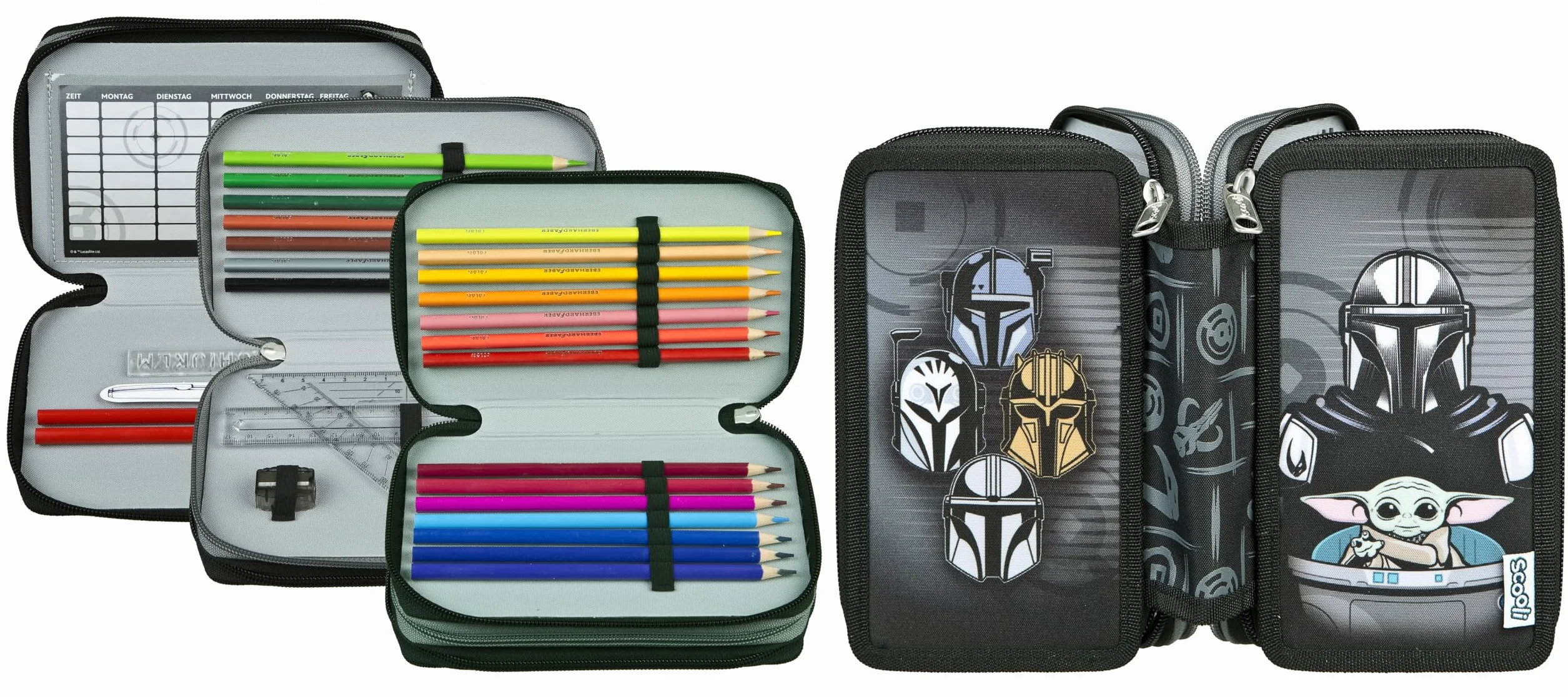 Scooli - Tripledecker Star Wars - Estuche escolar con bolígrafos y accesorios de Ideal para la escuela, El Tiempo Libre y para llevar - a partir de 6 Años