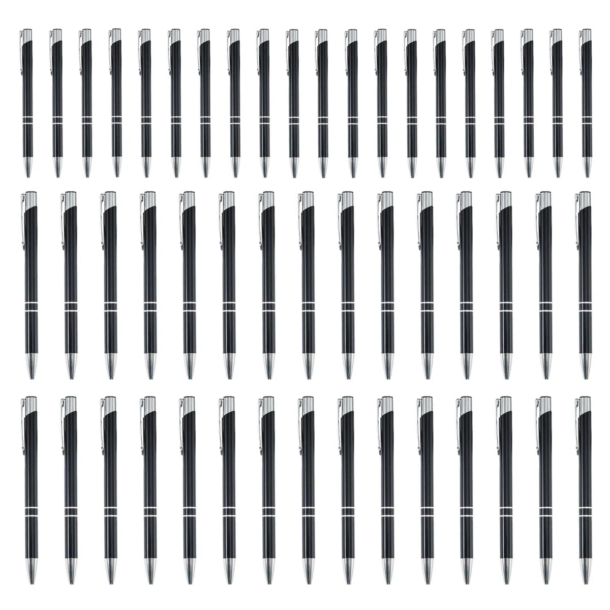 Executive Pen, 50 penne in metallo, cancelleria alla moda con clip argentata, strumento di scrittura multifunzionale, ideale per affari, scuola, viaggi, casa, insegnanti, 13,9 x 0,9 cm