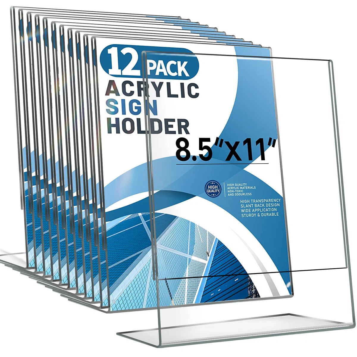 Aheroi 12 supporti in acrilico per cartelli, 21 x 28 cm, trasparenti, in plastica, espositori di carta, supporti verticali per documenti, cornici in plastica per foto, volantino per esposizione,