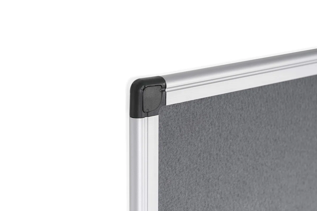 Bi-Office Pannello In Feltro Maya Con Cornice In Alluminio, Bacheca Con Superficie Di Feltro Liscia Grigio, 90 x 60 cm