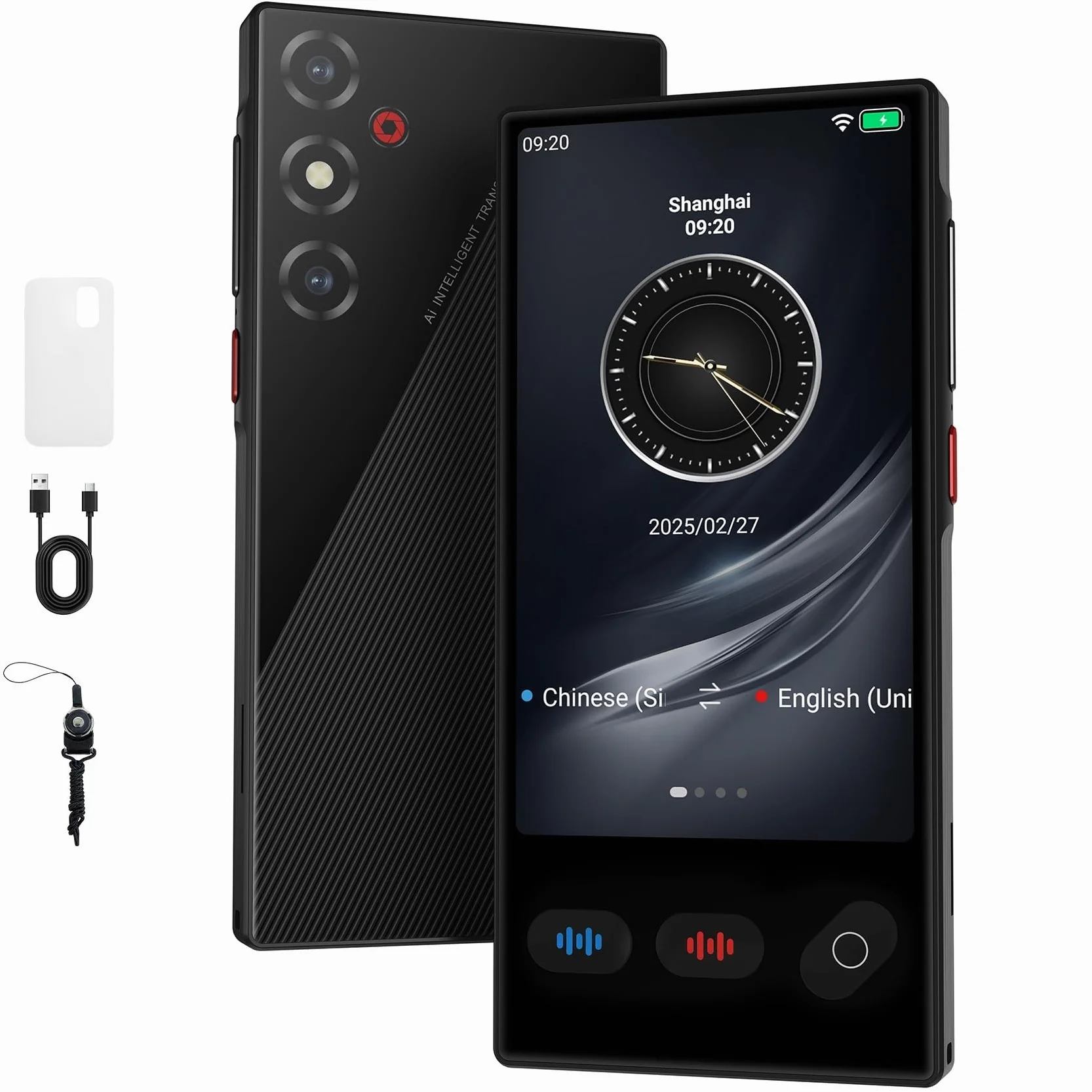 Traduttore Simultaneo Vocale, Traduttore Vocale Istantaneo Multilingue per 148 Lingue Online e 19 Offline (Italiano Offline), Traduzione di Foto Supporta WiFi/Bluetooth con Batteria da 1500 mAh