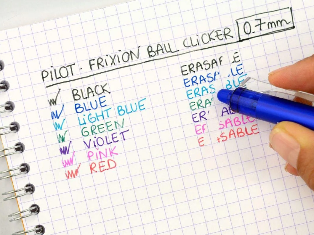 PILOT - Set di 1 FriXion Ball Clicker 07 + 2 set di 6 Ricariche + gomma - Penna Cancellabile con Inchiostro Termosensibile - Penna roller a scatto e Ricaricabile - Blu - Punta Media