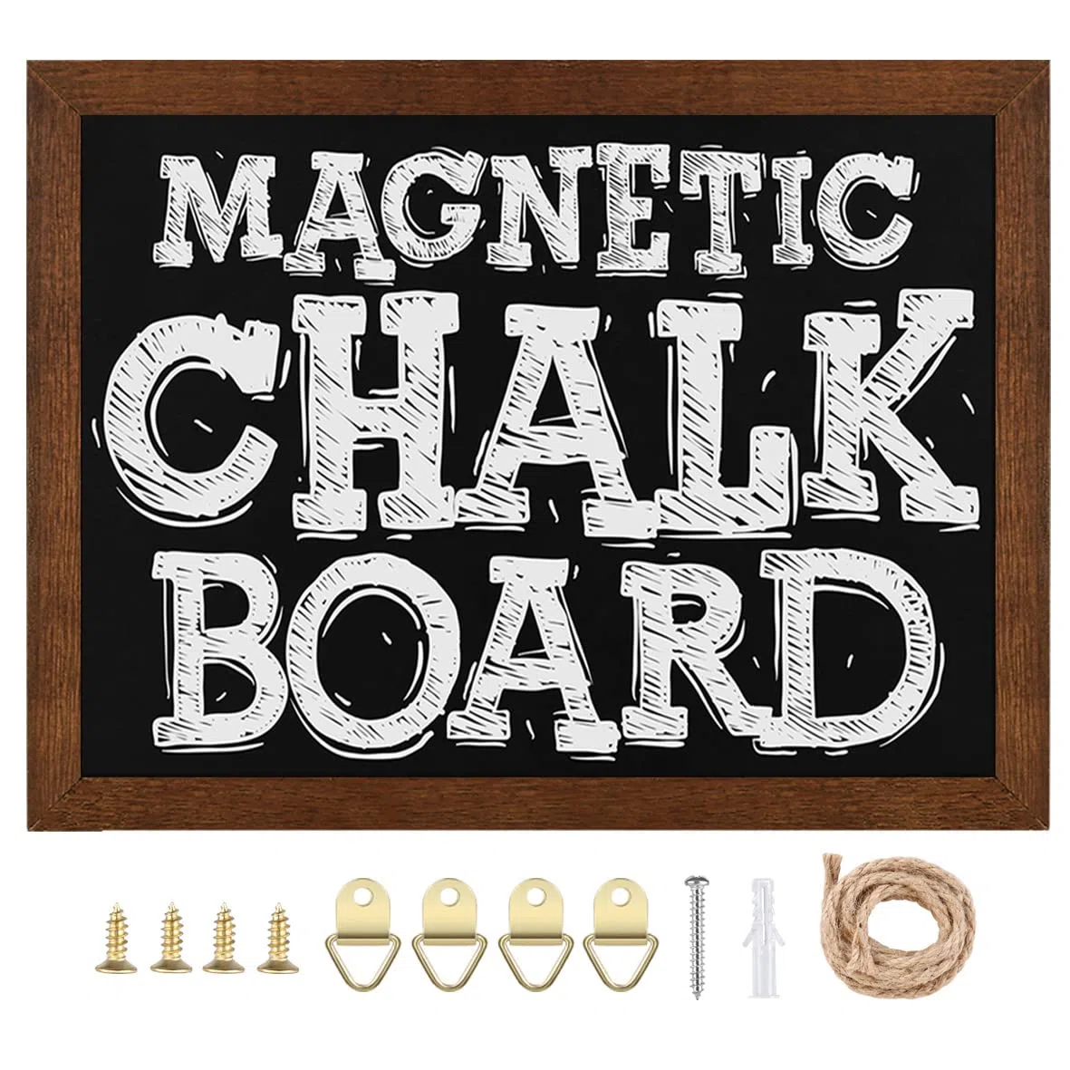 Okydoky HB-BN-3040 - Lavagna magnetica con cornice in legno, per appendere verticalmente o orizzontalmente, con corda di canapa da appendere, 30 x 40 cm