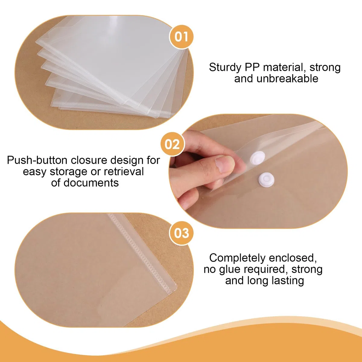 10 buste in plastica trasparente formato A6, con bottone automatico, impermeabili, con bottone a pressione, per scuola, casa, ufficio, viaggi, organizzazione di documenti (16 x 11,5 cm)