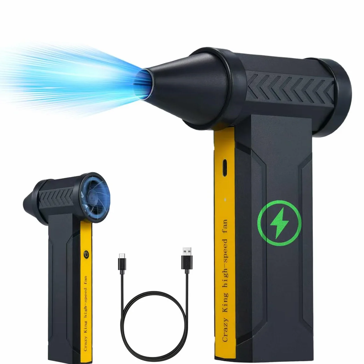 EMEBAY Soffiatore Aria Compressa/Ventilatore Turbo Portatile 160000TR/min Spruzzo Aria Compressa con Batteria 10000mAh Spolverino Aria compressa Air Duster per Pulizia PC Casa Auto