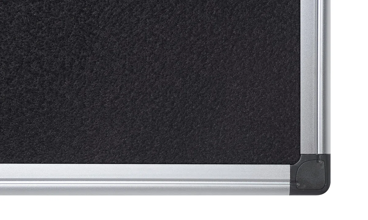Bi-Office Pannello In Feltro Maya Con Cornice In Alluminio, Bacheca Con Superficie Di Feltro Liscia Nero, 90x60 cm