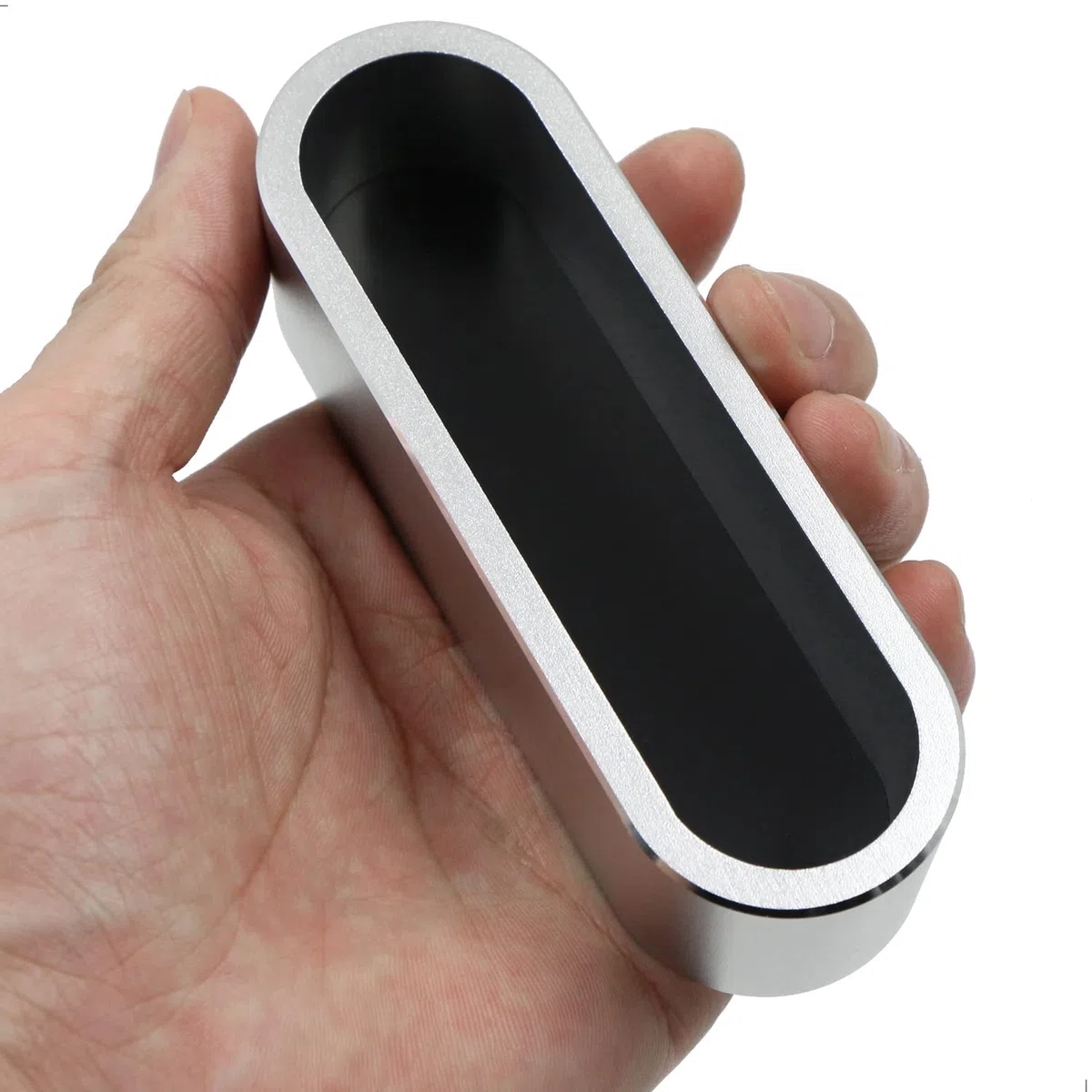 Porta Biglietti da Visita in Metallo-alluminio, Display da tavolo, espositore ufficio, organizer carte, accessori ufficio, porta carte, 11x3x3cm, Argento