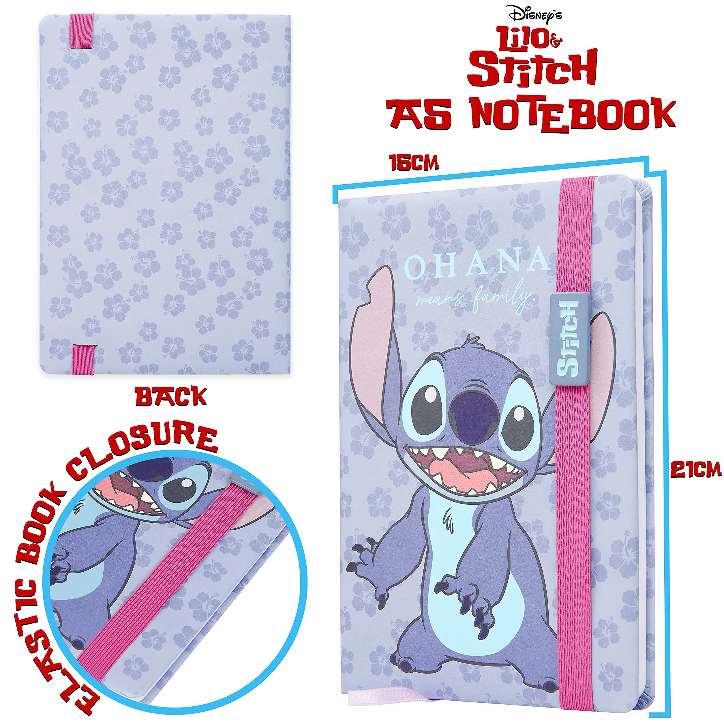 Disney Stitch Set Cancelleria Quaderno Appunti Astuccio Matite e Penna Sfera o Blocco Note Matite Colorate e Accessori Scuola (Blu)