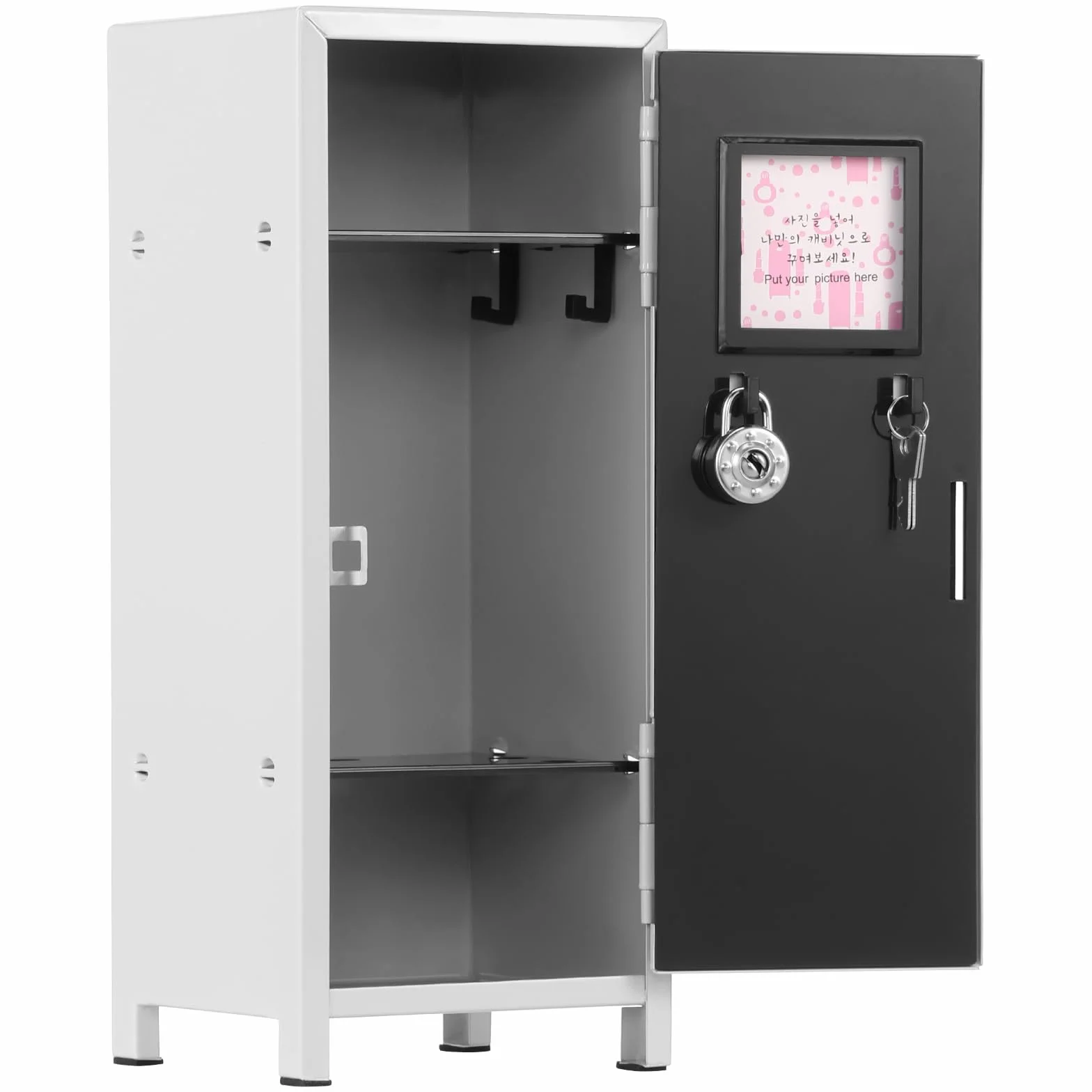 Mini armadietto con serratura e chiave, in metallo antiruggine, piccolo, portatile, mini armadietto con scomparti, per scrivania, ragazze e ragazzi (bianco)