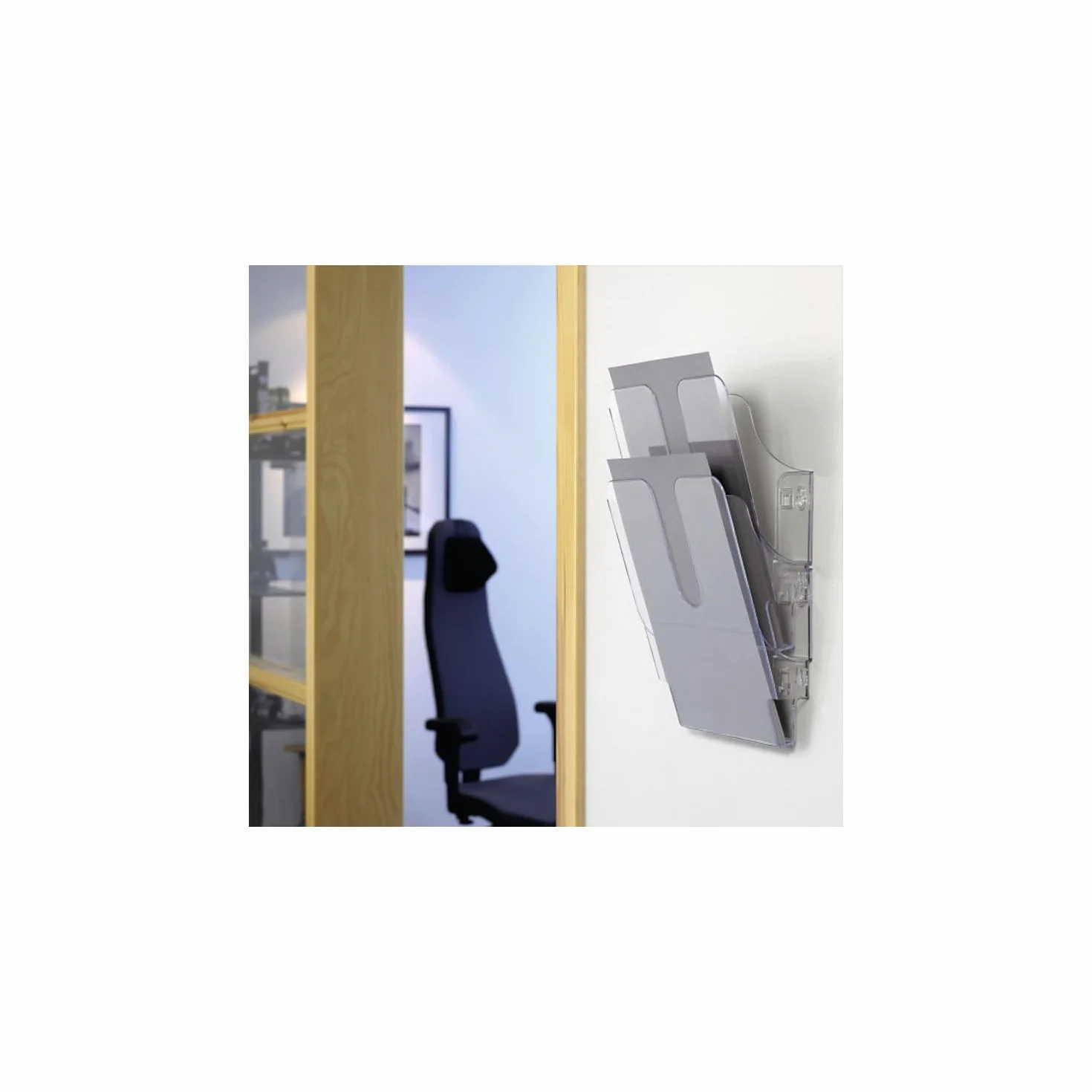 Durable 1709008400 Flexiplus 2 A4, Espositore da Parete, per Documenti Formato A4 Verticale, 2 Comparti, 247x360x100 mm, Trasparente