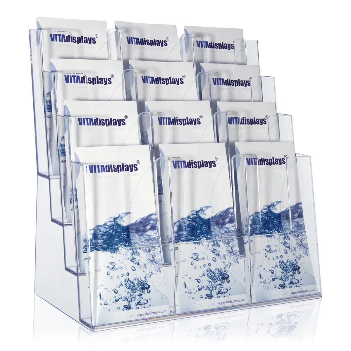 Porta Depliant Din A4/ A5/ Din lungo Vierstufig Espositore Brochure Versione Supporto-Volantini Acrilico Trasparente Porta Depliant