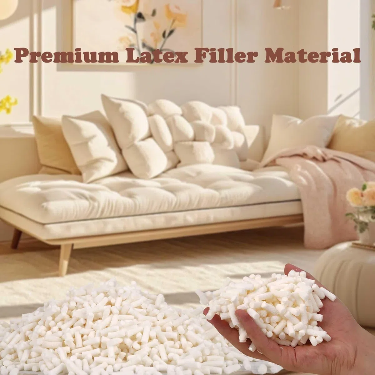 Talatex Imbottitura in lattice naturale triturato, 210 g, imbottitura sfusa e imbottitura per cuscini, 100% lattice naturale, supporto e antipolvere, per lavori fai da te, letti e cuscini per animali