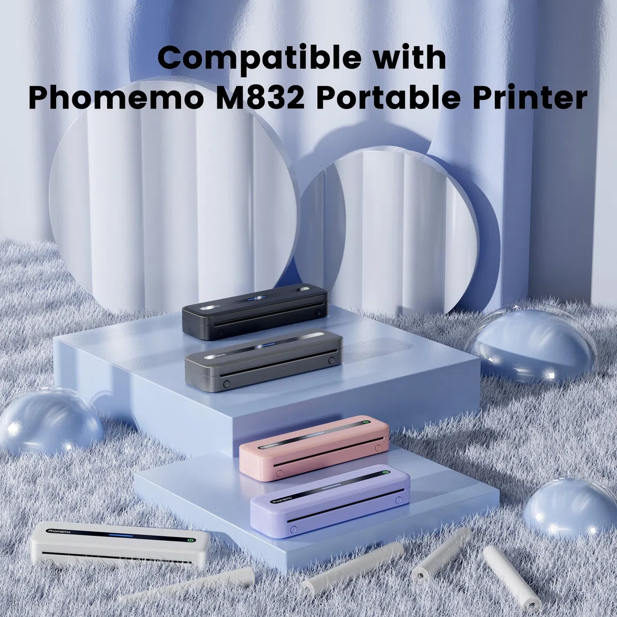 Phomemo Carta da Stampa Termica A4 4 Rotoli, 210x297 mm, Senza Bisfenolo A, Compatibile con Le Stampanti Portatili Phomemo M832, per Viaggi, Casa, Foto, Fatture, Contratti, 20 Fogli/Rotolo