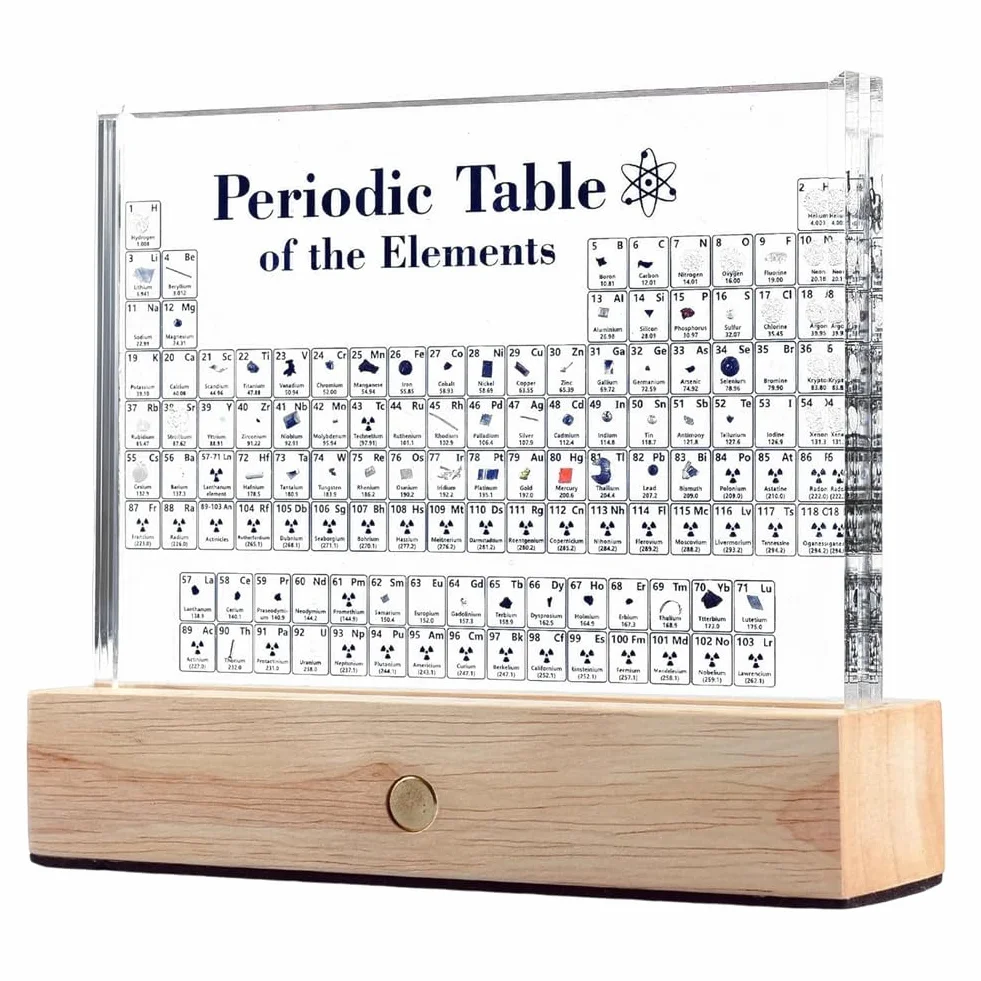 Tavola periodica con elementi reali, tabella elementi, display periodico acrilico con 83 campioni reali, durevole