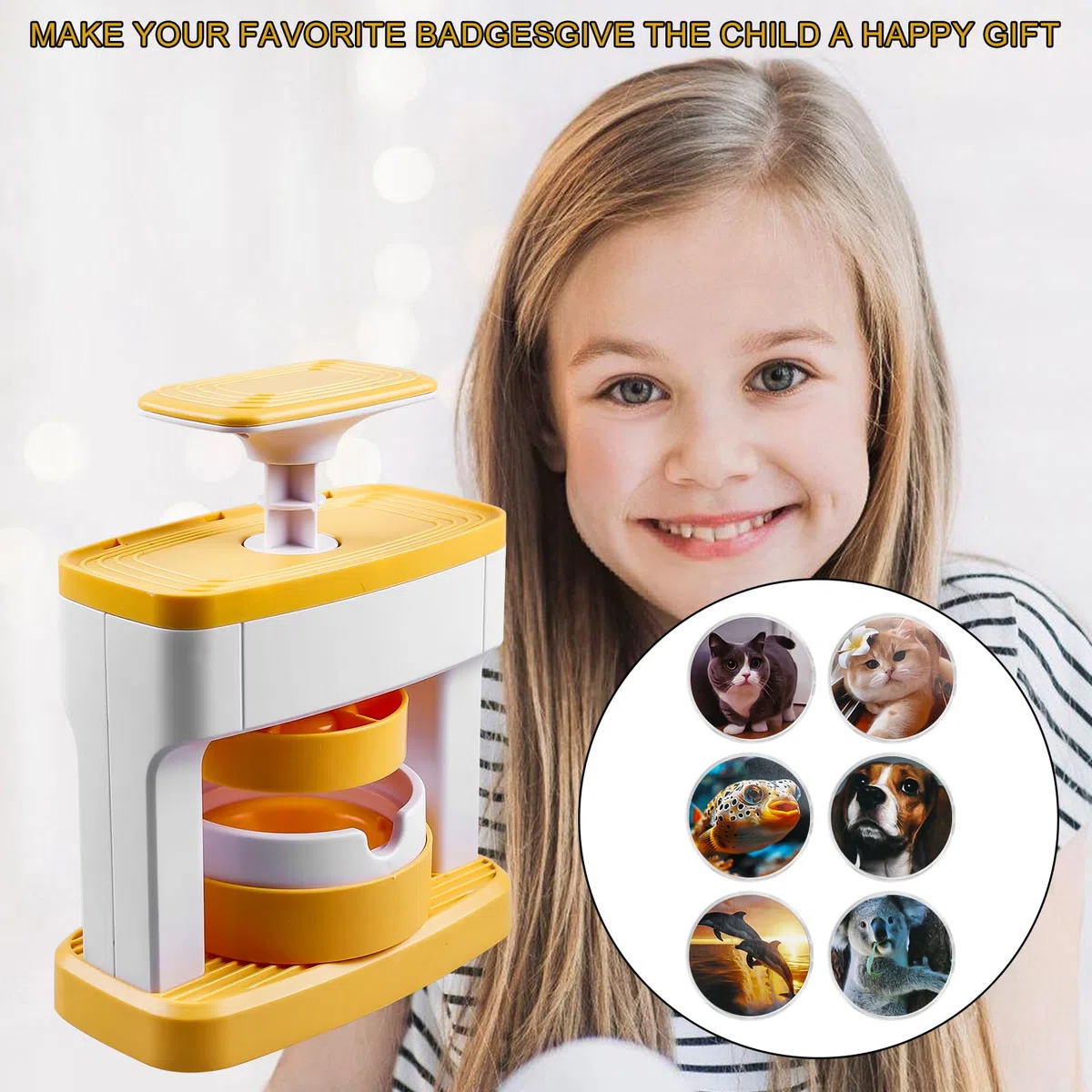 98 pezzi Button Maker Badge Machine, 55 mm distintivo fai da te con 48 carta per motivi e 48 distintivi, 1 taglierina circolare, regali per bambini per feste, regali fai da te