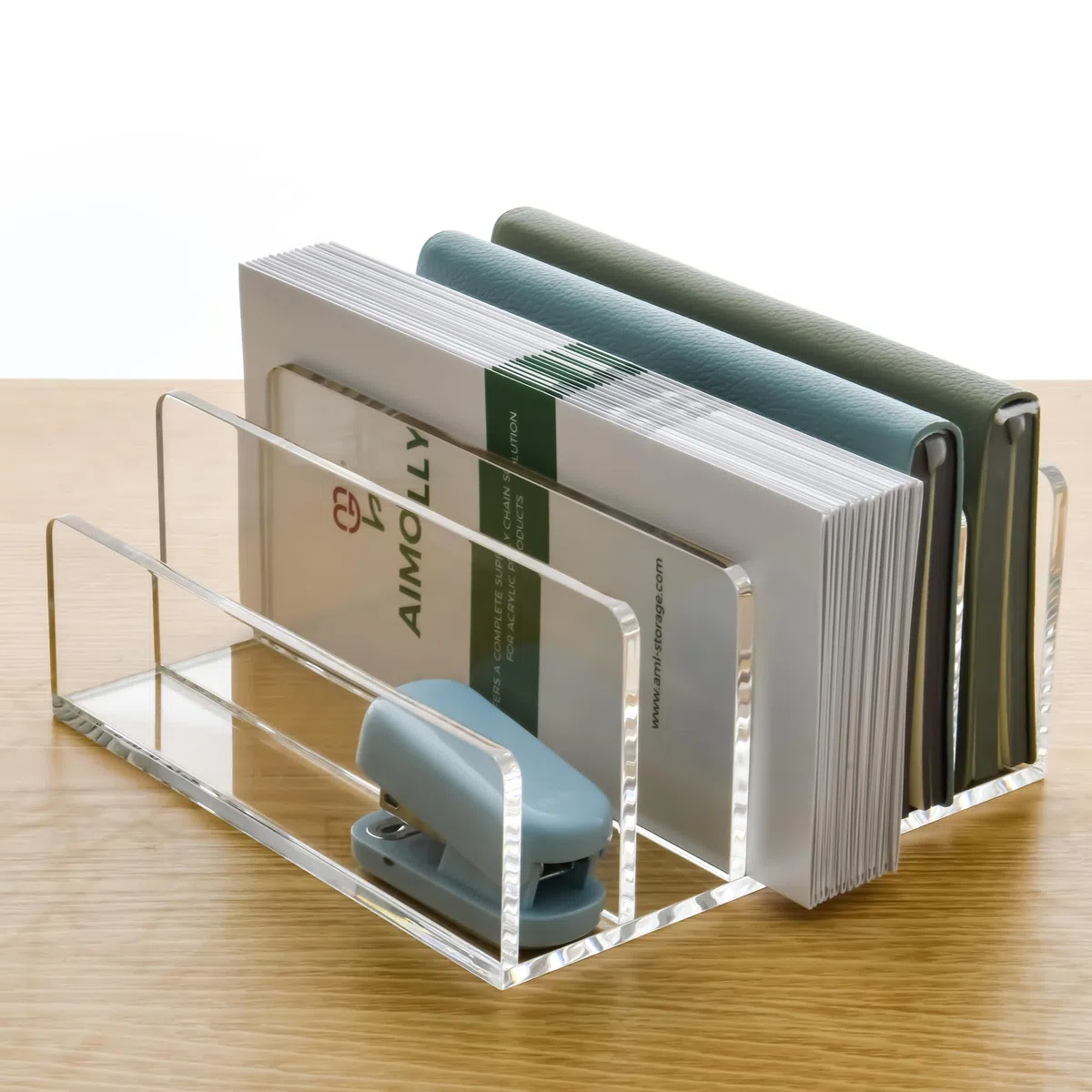 Porta lettere in acrilico - 5 scomparti, trasparente e facile da pulire, organizer da scrivania/sistema di archiviazione per ufficio, famiglia, home office, scuola, A: 17,5 x 17 x 8 cm