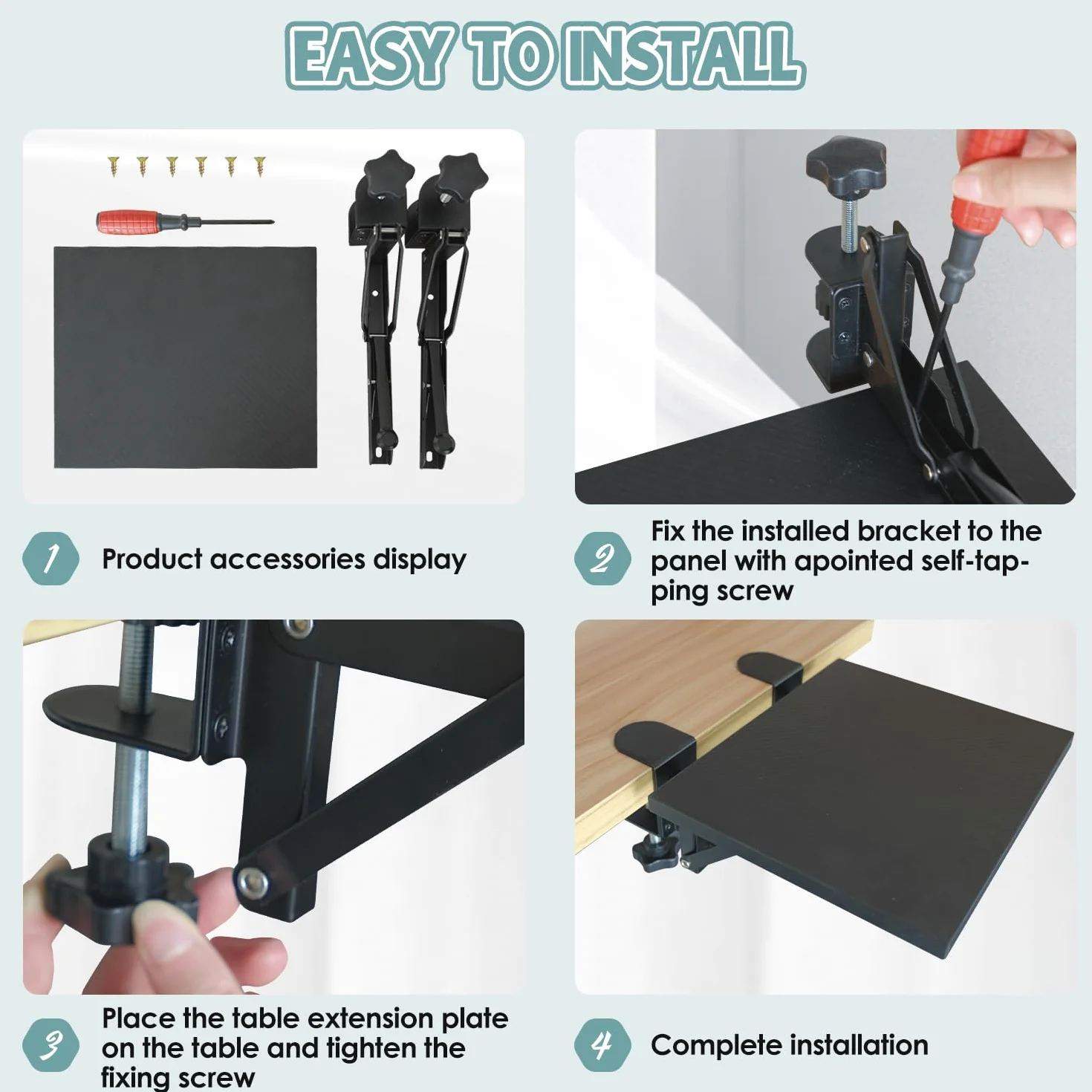 Supporto per Bracciolo per Computer, 90° Pieghevole Prolunga Ergonomica per Scrivania Supporto per Tavolo Quadrato Rilassa i Muscoli delle Spalle per Casa e Ufficio, Nero(20×24cm)
