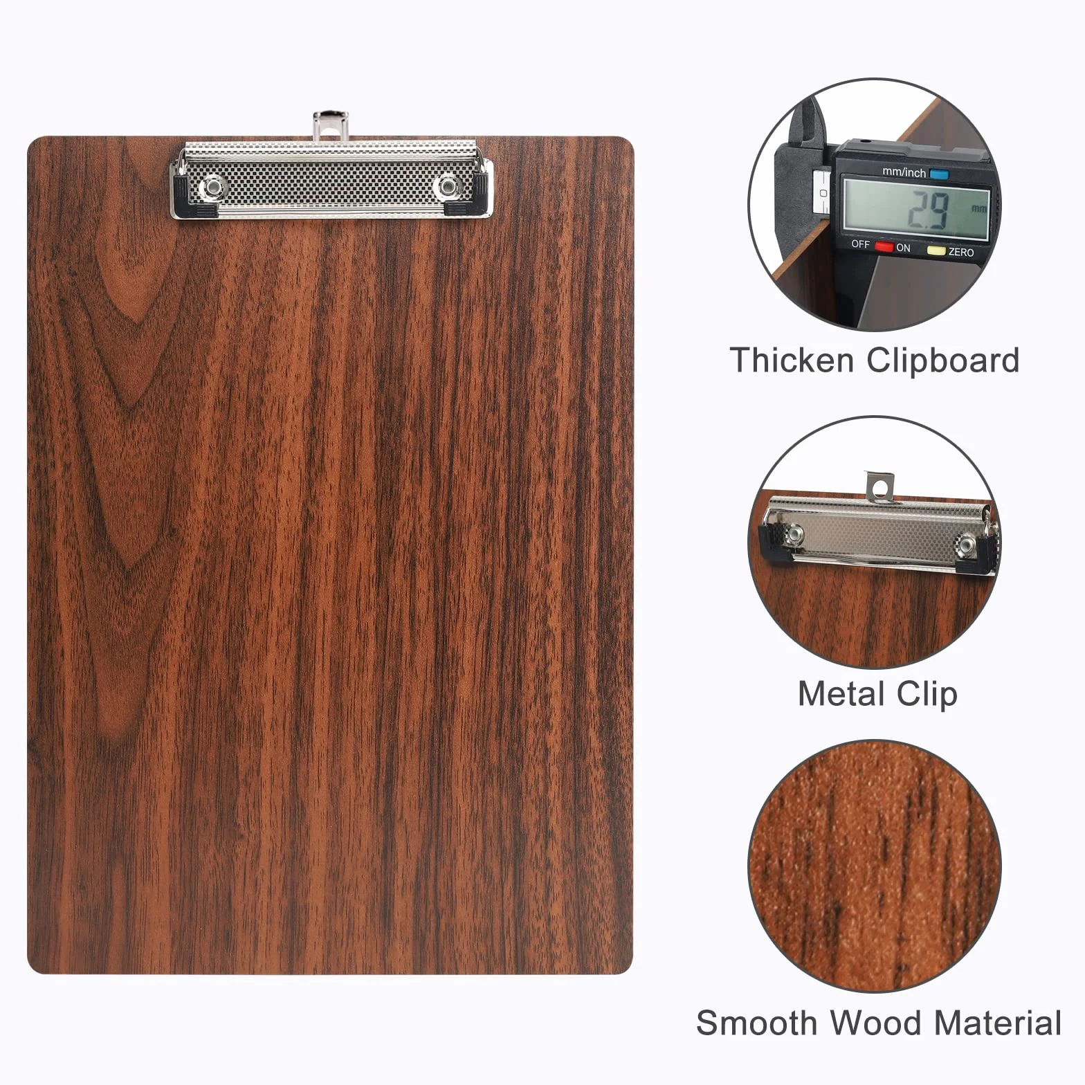 A4 Portablocco di Legno,5 Pezzi Clipboard Portablocchi Lavagna da Scrittura con Clip