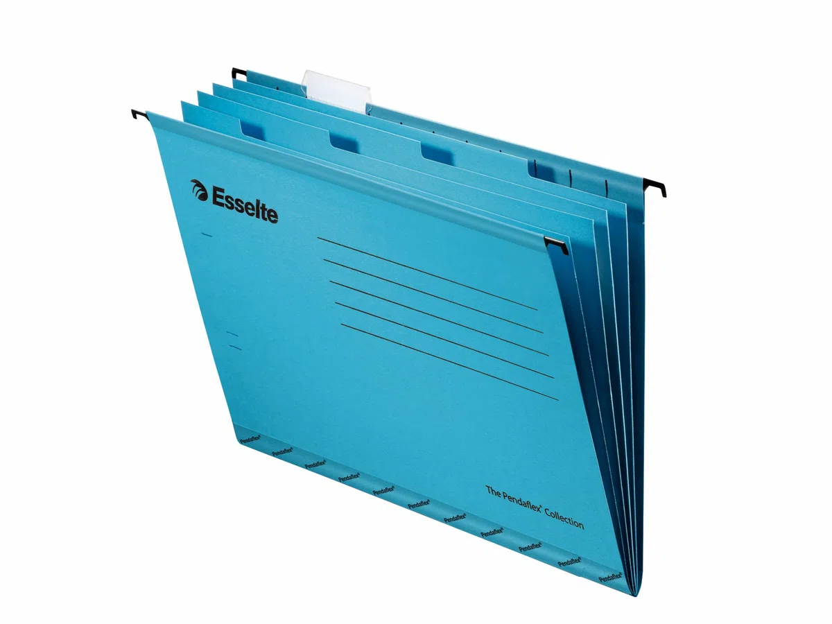 Esselte Pendaflex - Paquete de 10 carpetas colgantes con 4 separadores, formato A4, azul