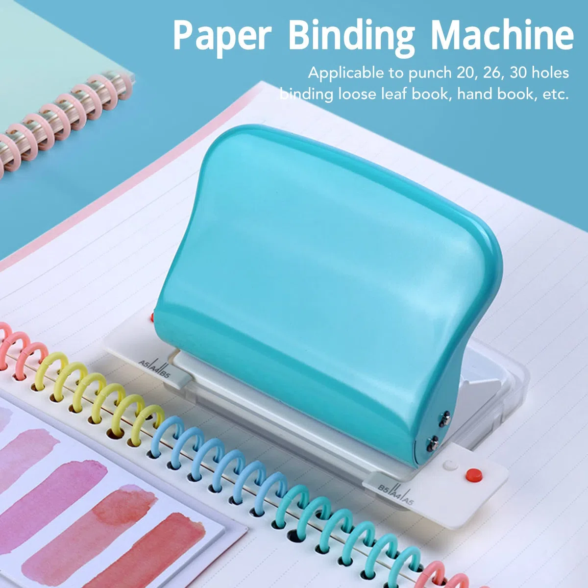 Rilegatrice, 10 Fori, Rilegatrice per Carta, Rilegatore a Spirale Portatile Portatile, Perforatrice per Fori Rotondi per Libri a Bobina A4 A5 A6 A7, Rilegatrice a Pettine, Casa