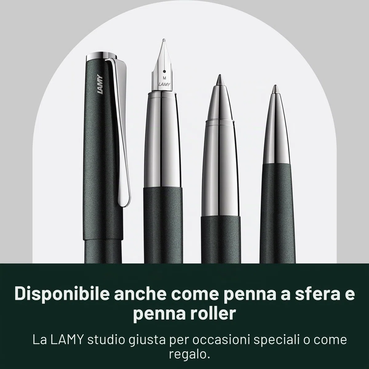 Lamy Studio 069 - Penna Stilografica in Acciaio Inox Con Finitura Laccata Nera e Verde, Manico Lucido, Pennino Spessore F