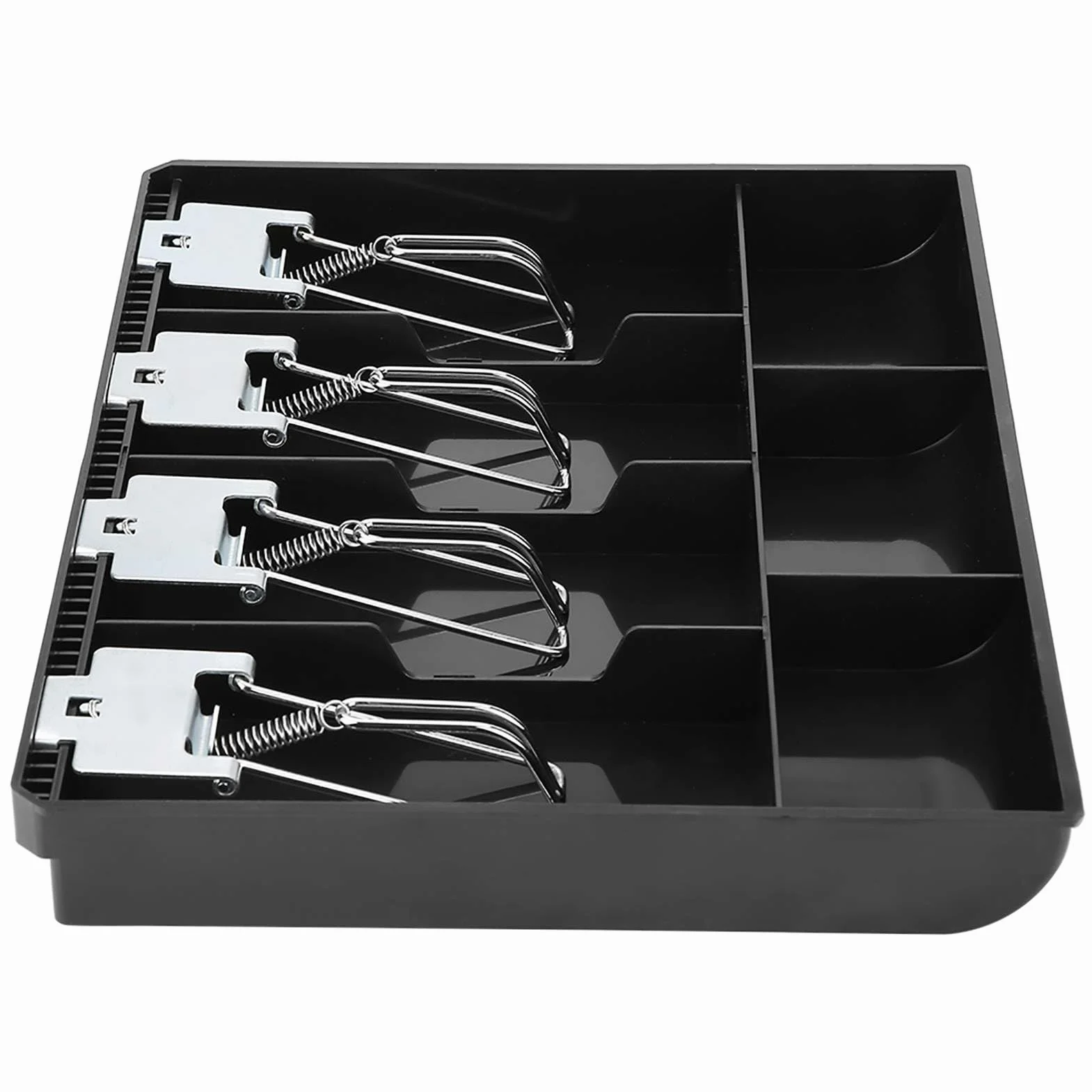 FTVOGUE Registratore di cassa Cassetto di ricambio per vassoio inserto con clip in metallo 4 fatture 3 monete per scatola di immagazzinamento denaro in contanti Petty(01)
