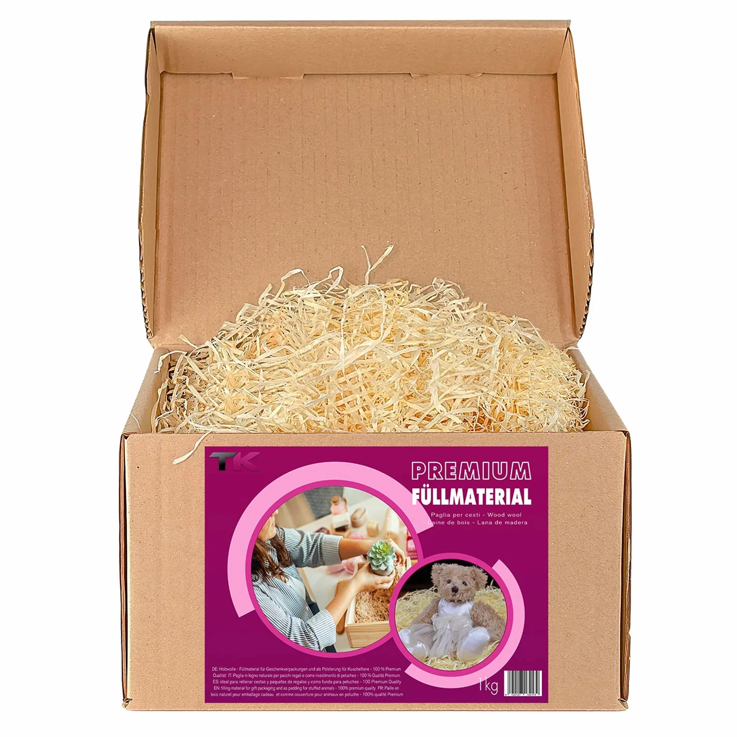 Paglietta per cesti - Paglia per ceste natalizie regalo vuote - Truciolo in legno per cestini vuoti e per imballaggio - Pagliuzza per confezioni e decorazioni (1 Kg)