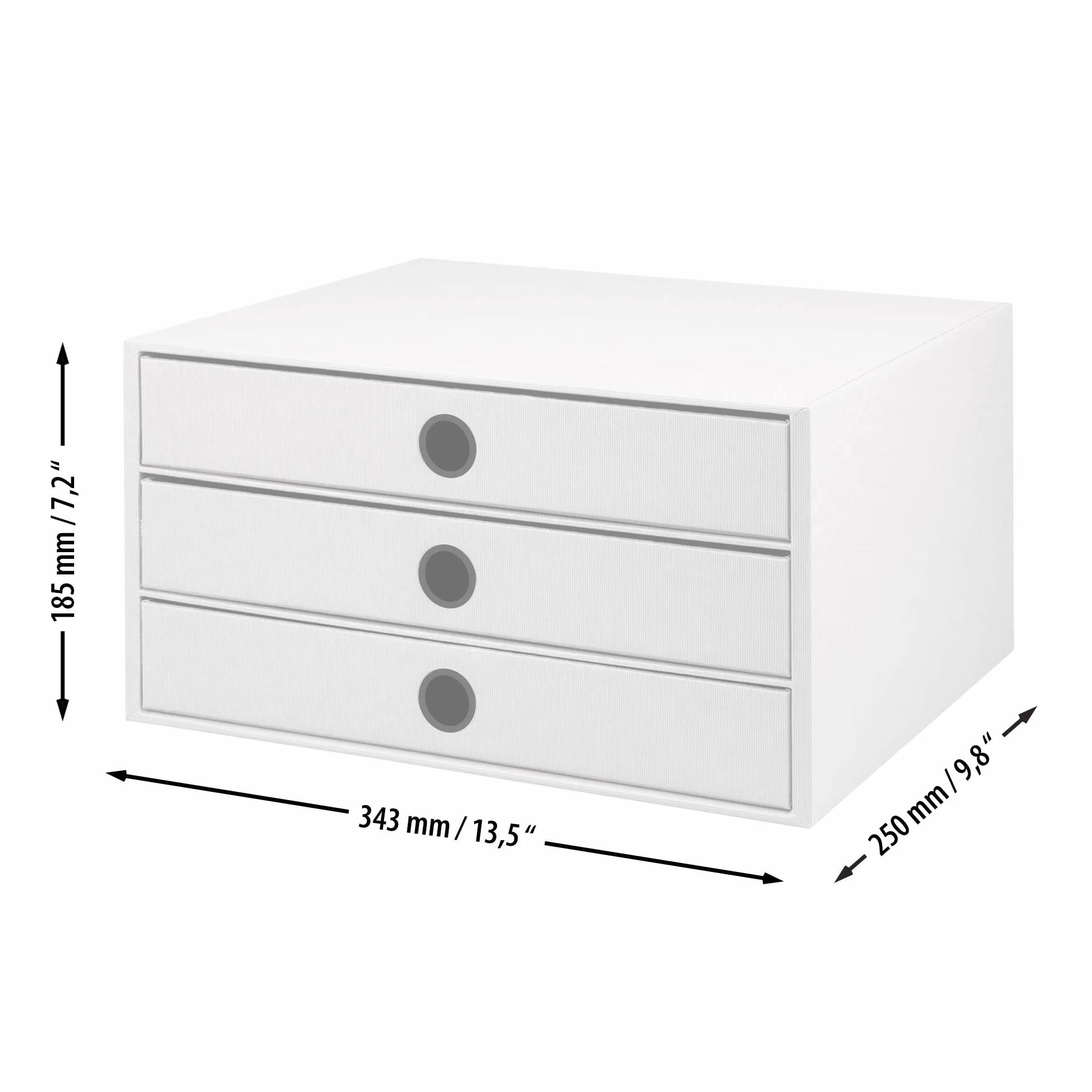 Rössler Papier 1524452093 - S.O.H.O. Scatola a 3 cassetti per DIN A4, con foro per impugnatura, edizione speciale bianca, 343 x 250 x 185 mm, 1 pezzo