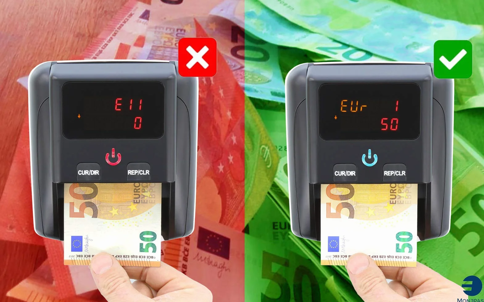 Monepass D5X - Rivelatore automatico di banconote false Euro con 5 sistemi di rilevamento e affidabilità del 100% (test ufficiale BCE) - Introduzione biglietti multi-senso (4)