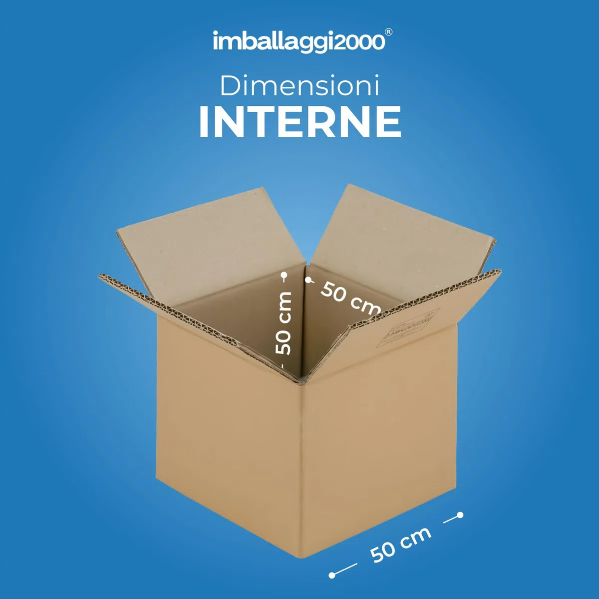 IMBALLAGGI 2000 - Scatole da spedizione 50x50x50 cm - Pacco da 5 pezzi - Scatola di Cartone a Doppia Onda resistente colore Marrone - Imballaggi per Spedizione Trasloco Stoccaggio