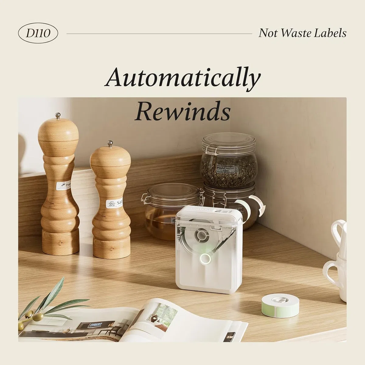 NIIMBOT D110 Mini Etichettatrice con 3 rotolo Etichette, Stampante di Etichette Bluetooth, App Versatile con 60+ Caratteri e Oltre 1000+ icone, per Organizzare Casa, Cucina, Scuola e Ufficio