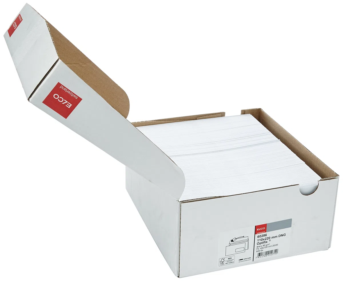 Elco 60296 confezione da 500 buste con finestra, formato DL, colore: bianco