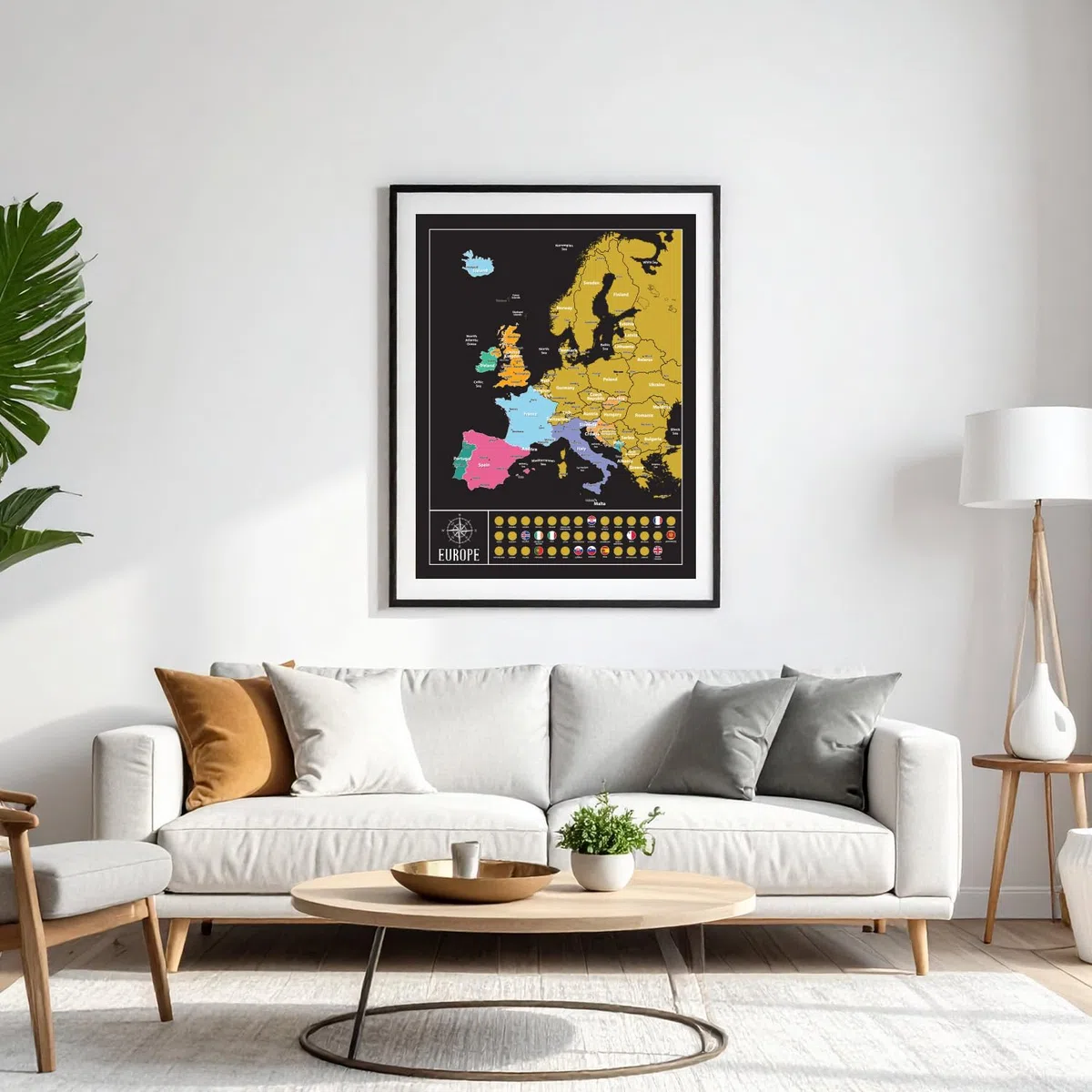 Gleneagles Scratch Off Europe Travel Tracker Poster - Black Gold Map with Scratch-Off Places 54x70 Adventure Map for Travellers Gift for Men & Women Bucket List