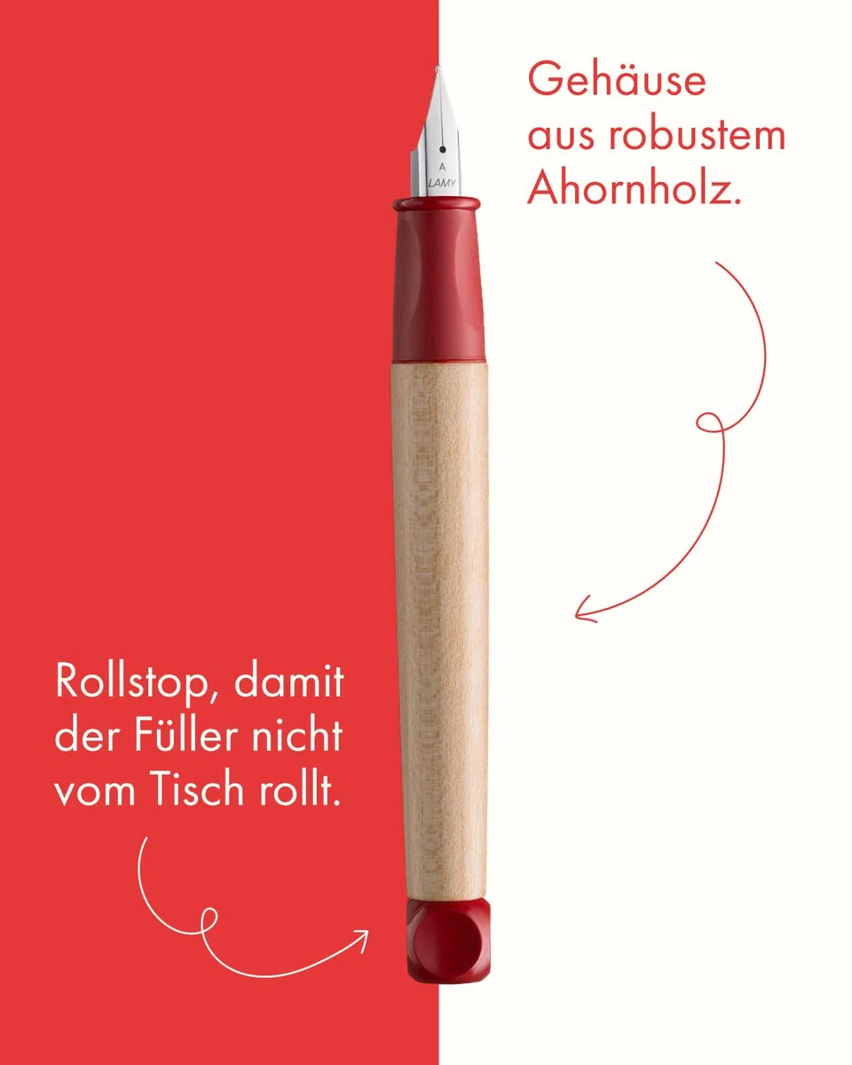 Lamy abc - Set per imparare a scrivere, in confezione regalo, 1 penna stilografica per bambini con penna per principianti e 1 matita, impugnatura antiscivolo, cappuccio e cubo in plastica