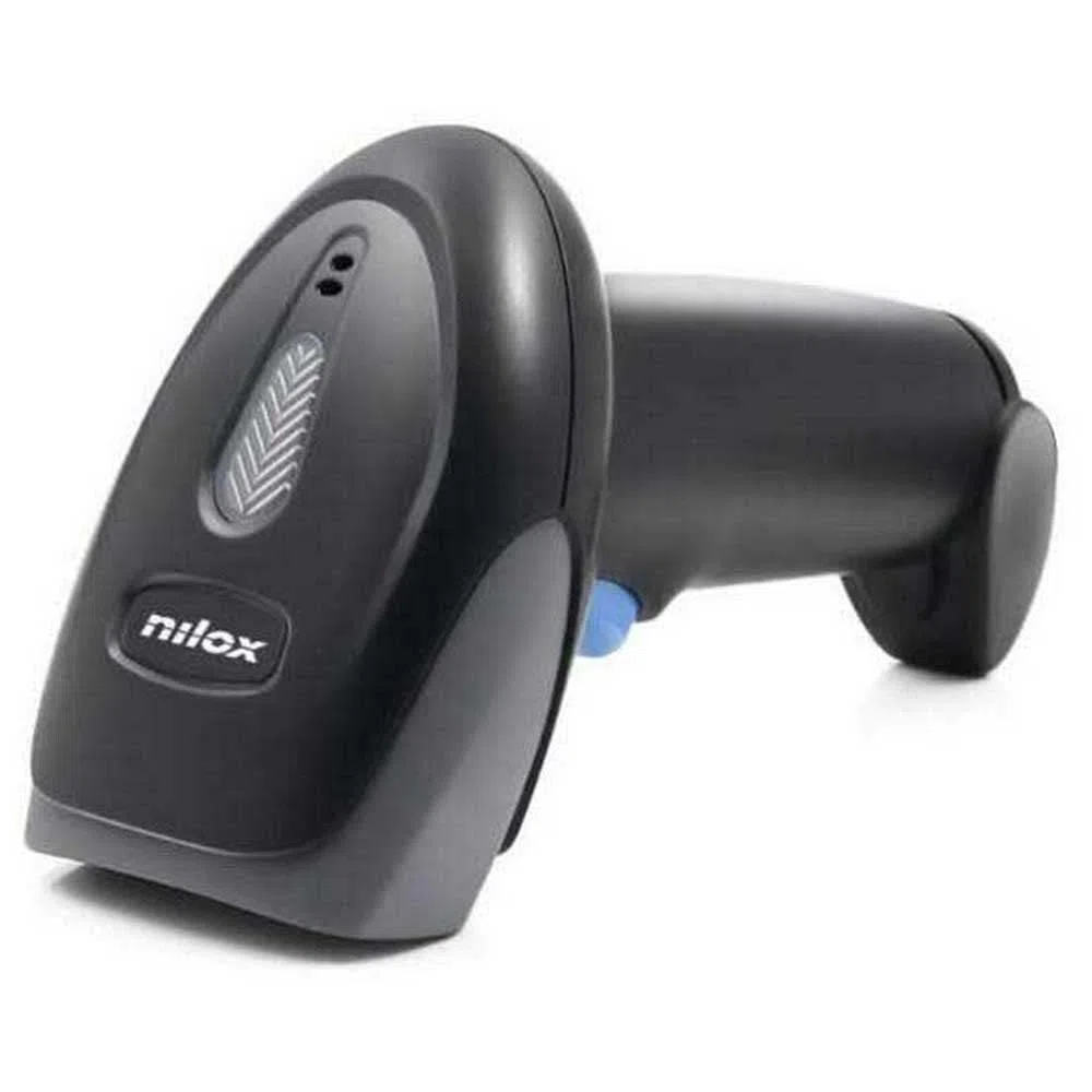 Nilox, Lettore di Codici a Barre 1D e 2D, QR con Tecnologia Laser, Con Supporto Incluso, Compatibile con Linux, Android, Windows XP, 7, 8, 10, MacOS, Nero