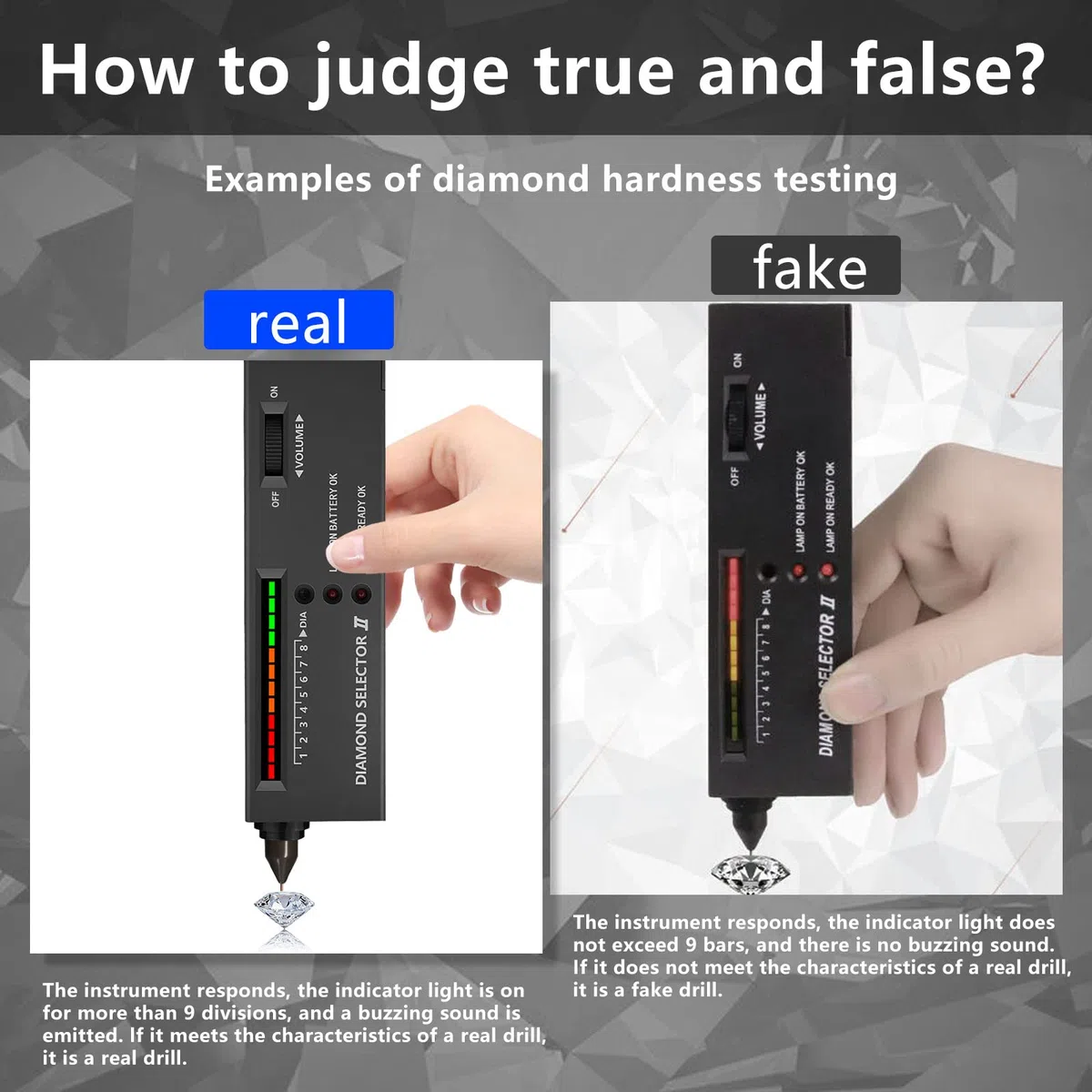JOJOCY Penna Tester di Diamanti Professionale, Penna di Test Elettronica ad Alta Precisione con 2 Lenti 30x 60x Mini Lente LED Pieghevole