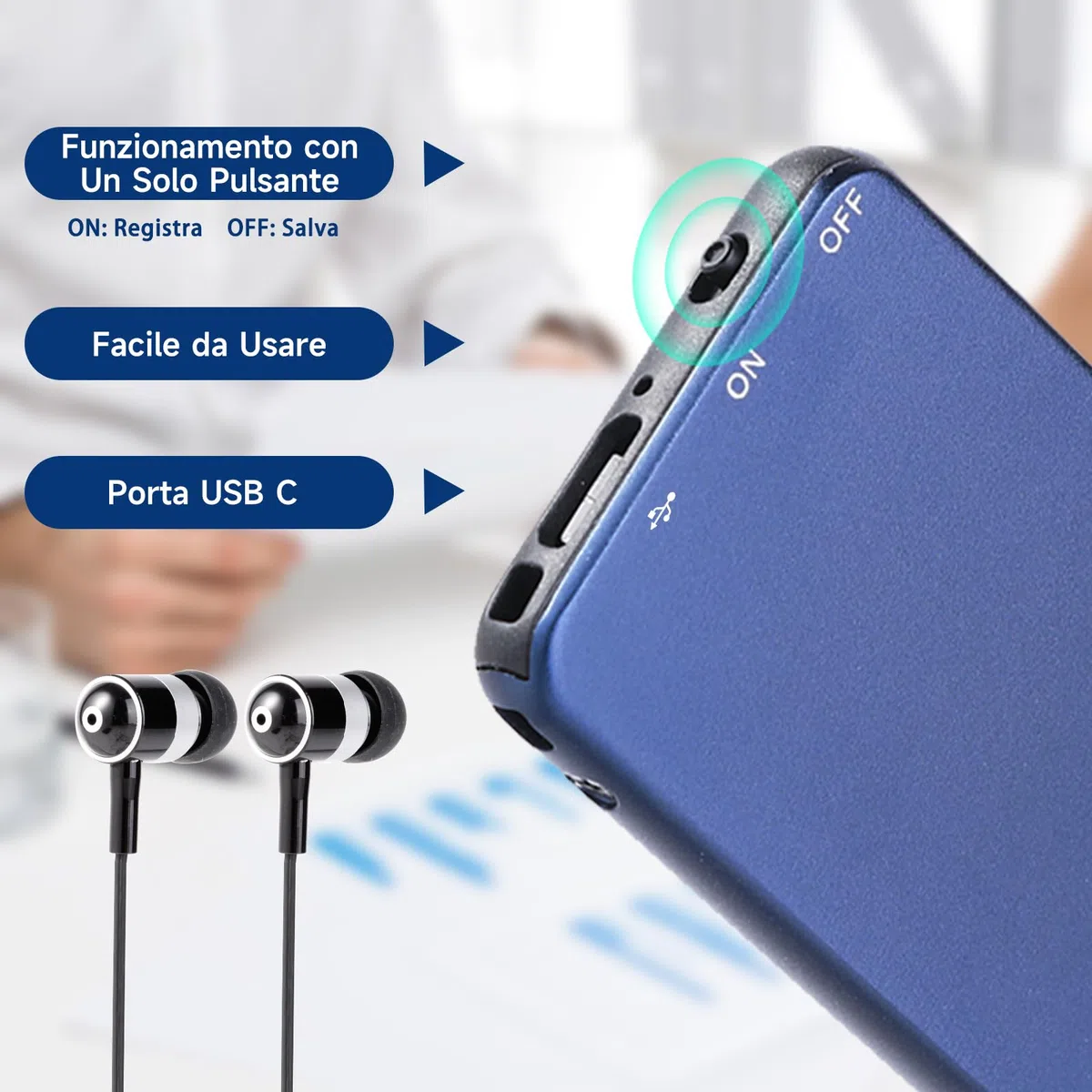 64GB Mini Registratore Vocale, Vormooi Registratore Vocale Portatile con Attivazione Vocale, Rregistratore Vocale Professionale con Registrazione One Touch per Lezioni Interviste Riunioni