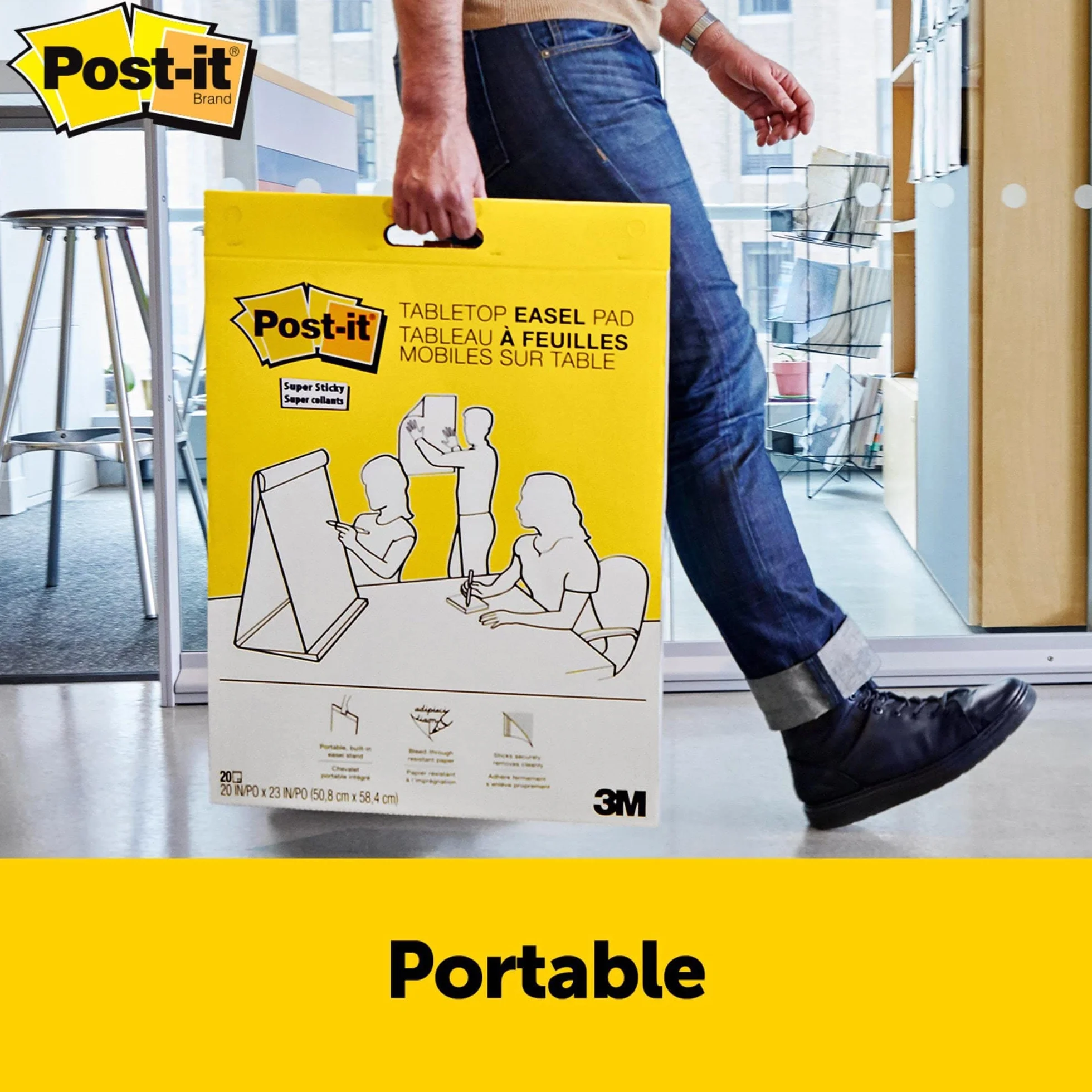 Post-it Super Sticky Meeting Charts, Confezione da 1 blocchetto, con 20 Fogli , 584 mm x 508 mm, Colore Bianco, per Fare Brainstorming Ovunque e Rendere Visibili tutte le Idee