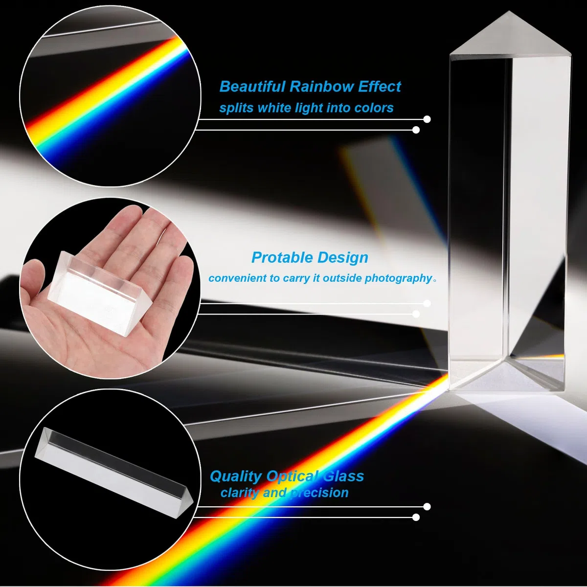 PATIKIL 150mm/6" Prisma Triangolare 4pz Vetro Ottica Cristallo Arcobaleno Prisma per Fotografia Fisica Insegnamento Luci Foto Chiaro