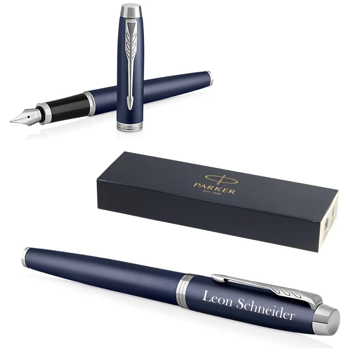 PARKER - Penna stilografica IM Core con incisione | Penna premium | Confezione regalo | inchiostro blu | regalo personalizzato | Nomi | incisi | Penna a stilo | idea regalo per il compleanno (Matte