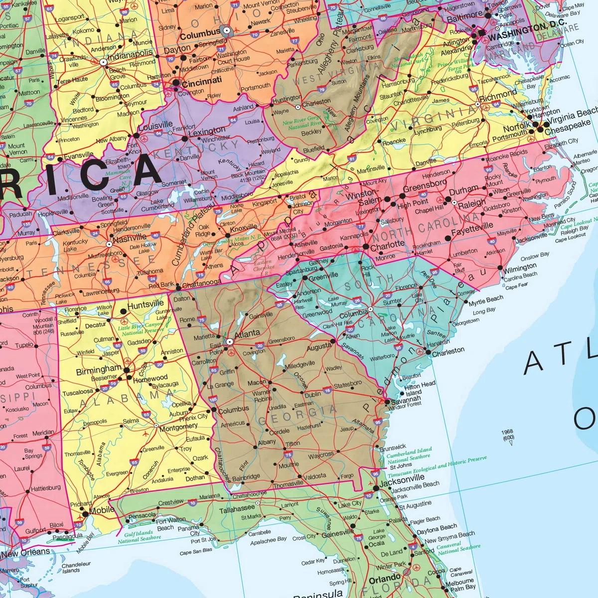 Political USA - Mappa da parete laminata, lato anteriore singolo, 17 x 22 Maps International