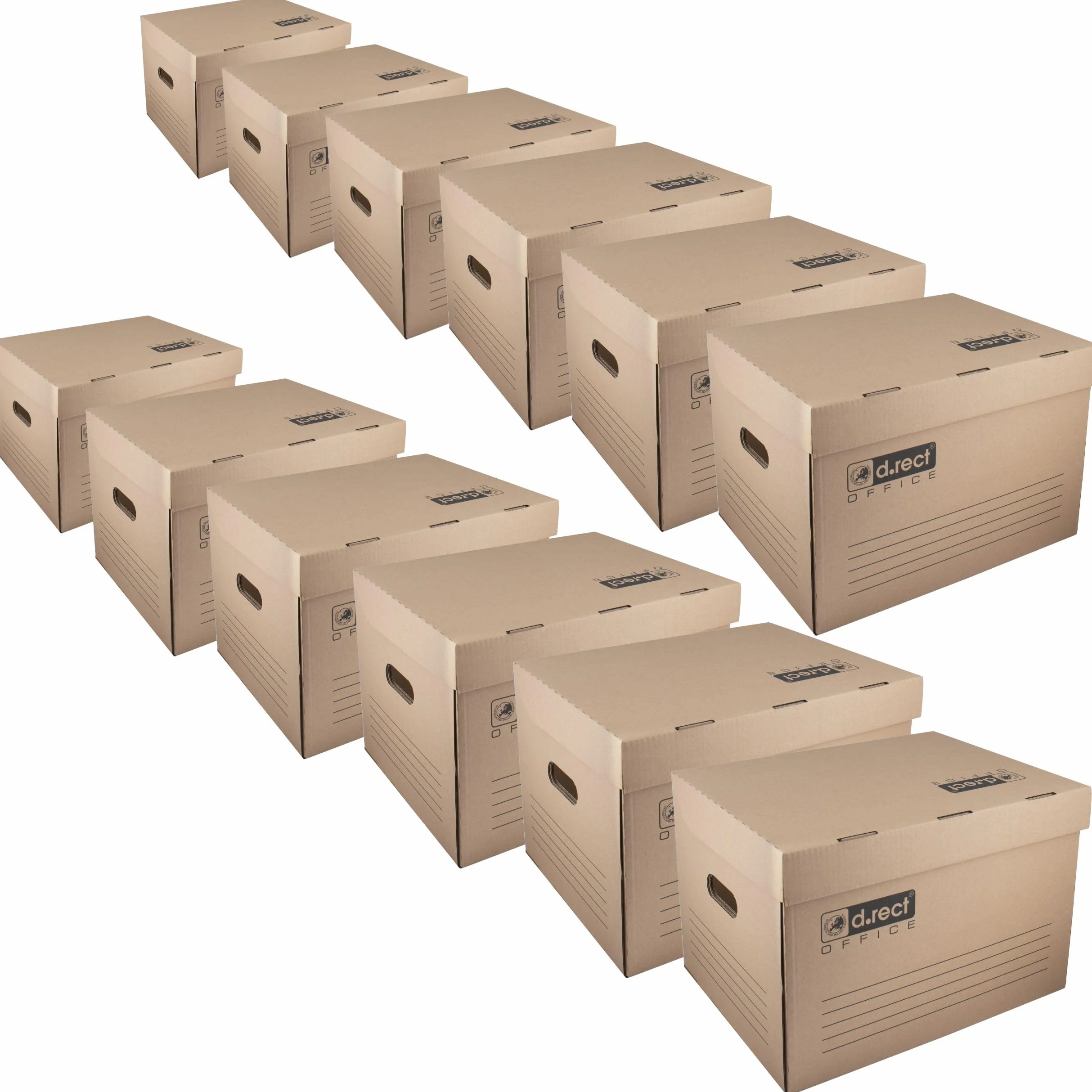 D.RECT 12 Pezzi Scatole Cartone Per Archivio 431 x 333 x 294 mm, Marrone
