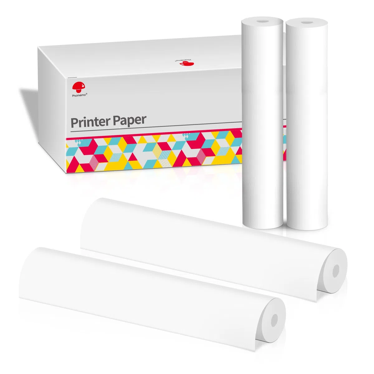 Phomemo Carta da Stampa Termica A4 4 Rotoli, 210x297 mm, Senza Bisfenolo A, Compatibile con Le Stampanti Portatili Phomemo M832, per Viaggi, Casa, Foto, Fatture, Contratti, 20 Fogli/Rotolo