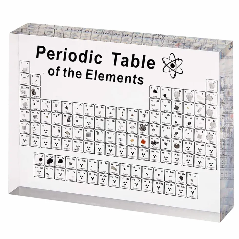 Tavola Periodica, Tavola Periodica in Acrilico, Tavola Periodica Elementi Reali di 83 Elementi, per Studenti Insegnanti Bambini Studenti Artigianato Decorazione