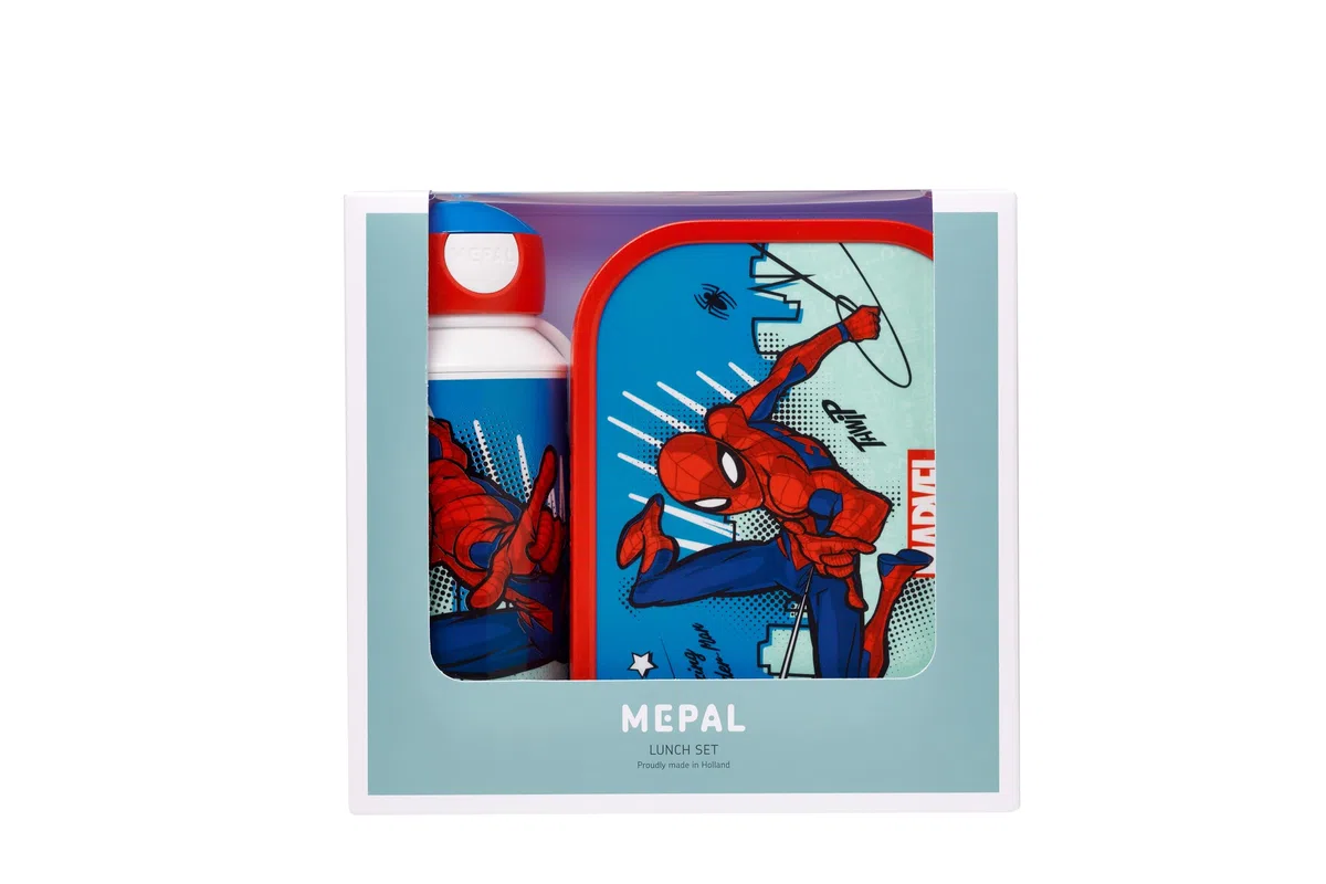 Mepal - Pranzo Set Campus - Spiderman Lunch Set con Pop-up Drink Bottle & Lunch Box - BPA -Free - 400 ml + 750 ml